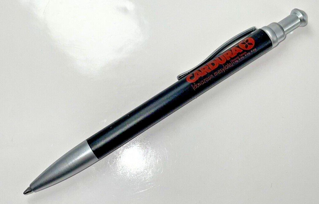 Cardura Pen Pharmaceutical Drug Rep Promo Black Red Font NOS
