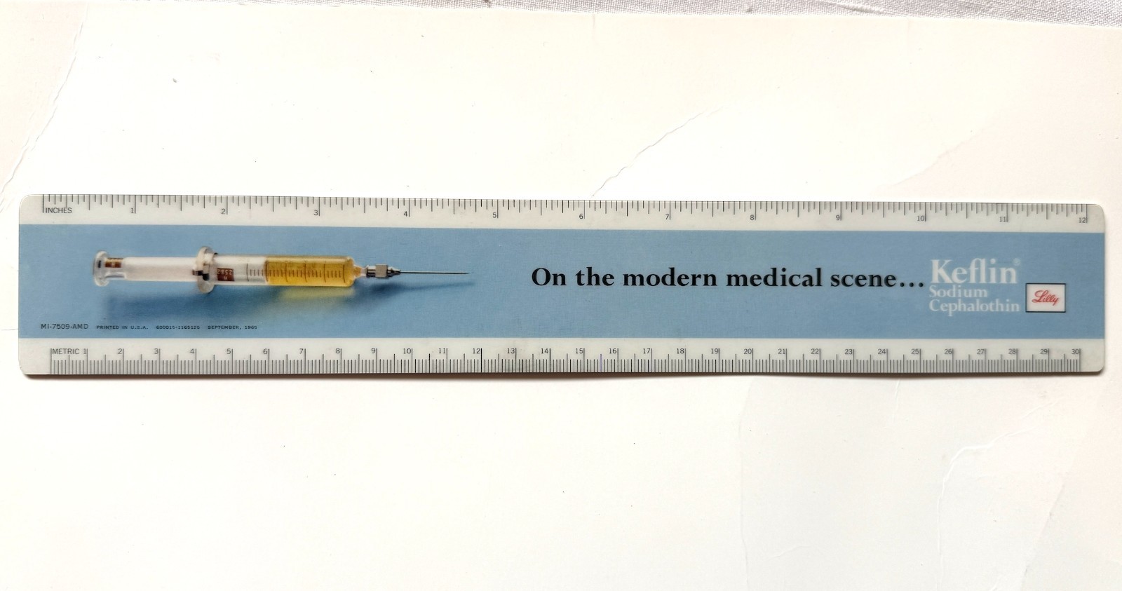 Lilly Keflin Sodium Cephalothin 1965 Vintage Ruler, Eli Lilly & Co.