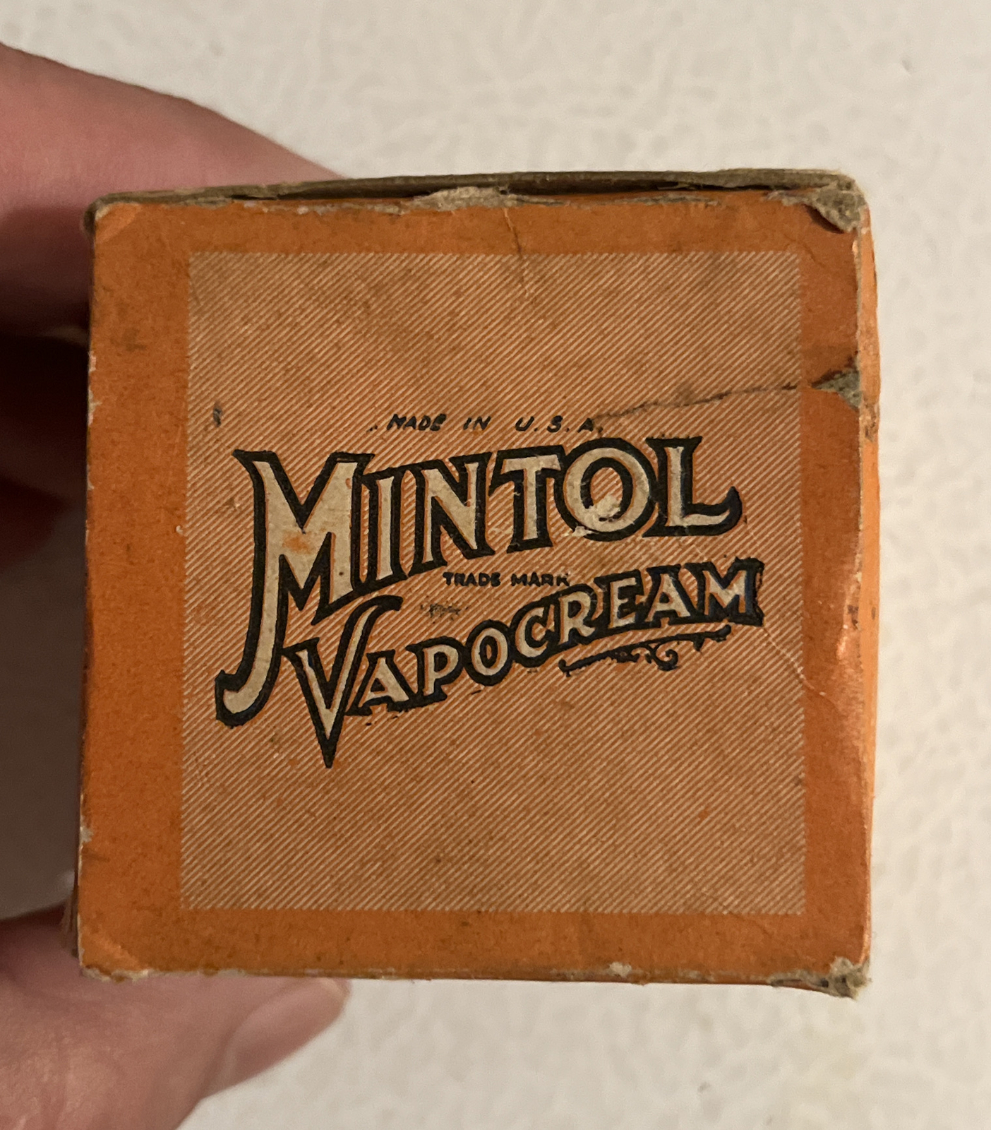 Vintage 1930s Mintol Vapor Medicine Cream Jar NOS Full Box Malden Ma