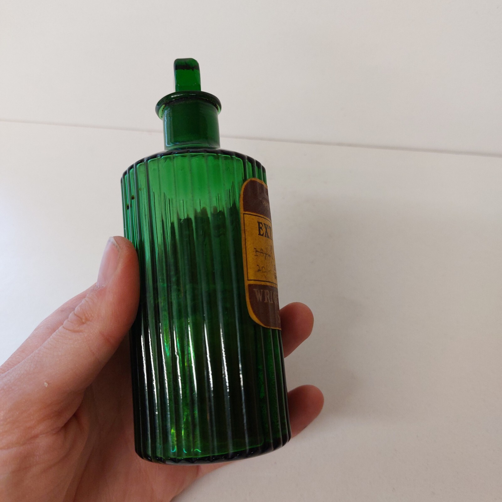 Labeled Wright Layman Umney Ltd London Emetic Ribbed Chemists Apothecary Bottle