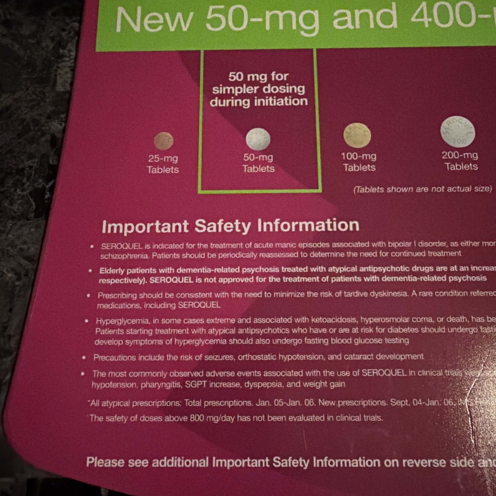 Seroquel New Tablet Size Clipboard Drug Rep Promo 2006 AstraZeneca