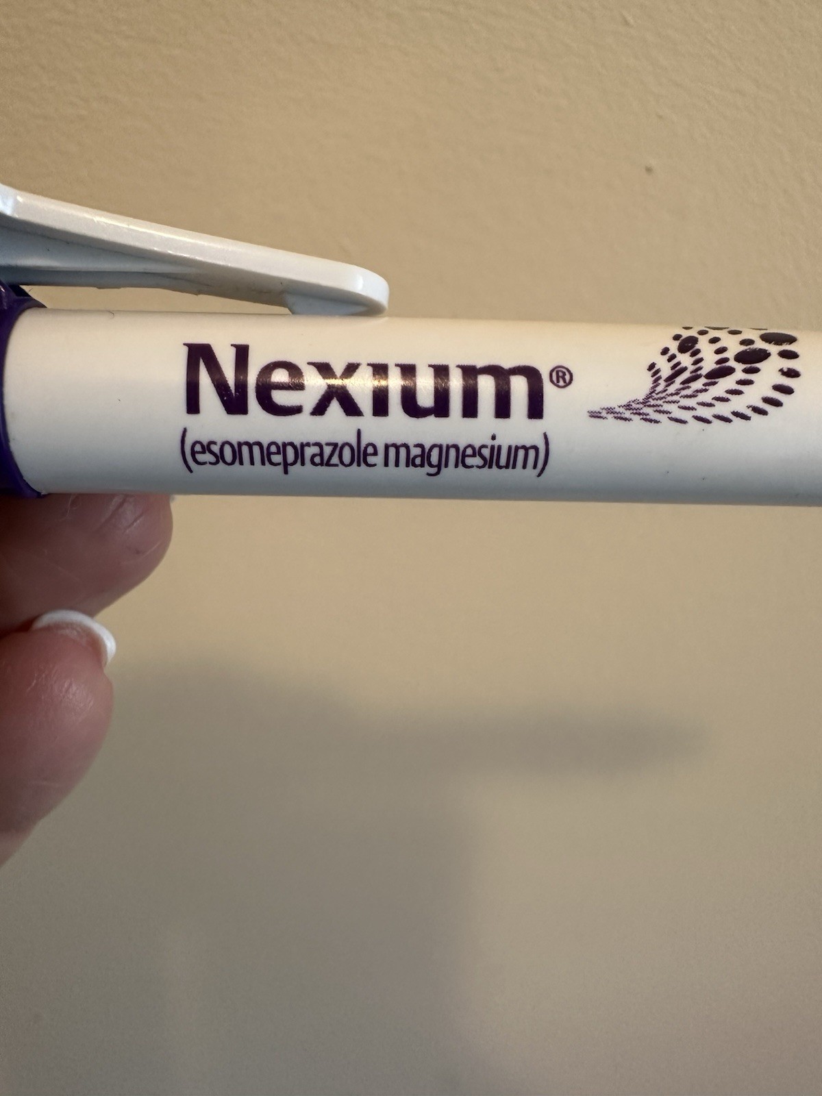 Vtg Nexium Pharmaceutical Drug Rep Black Ink Pen Purple White Soft Grip Works