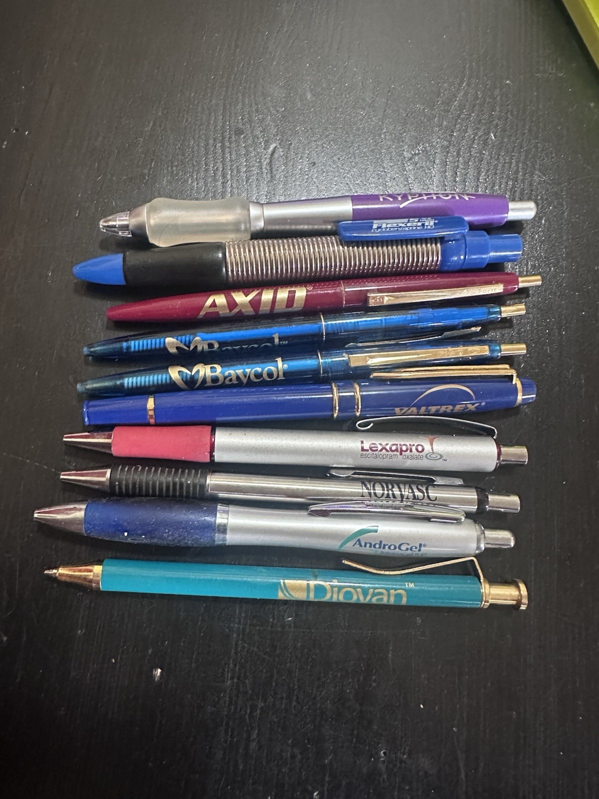 Pharmaceutical Drug Rep Advertising Pens Heavy Promo Pens Lot Of 10
