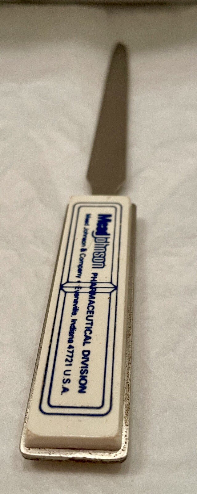VTG 1980’s MEAD JOHNSON QUIBRON-T SR 7″ METAL LETTER OPENER PHARMA REP LOGO