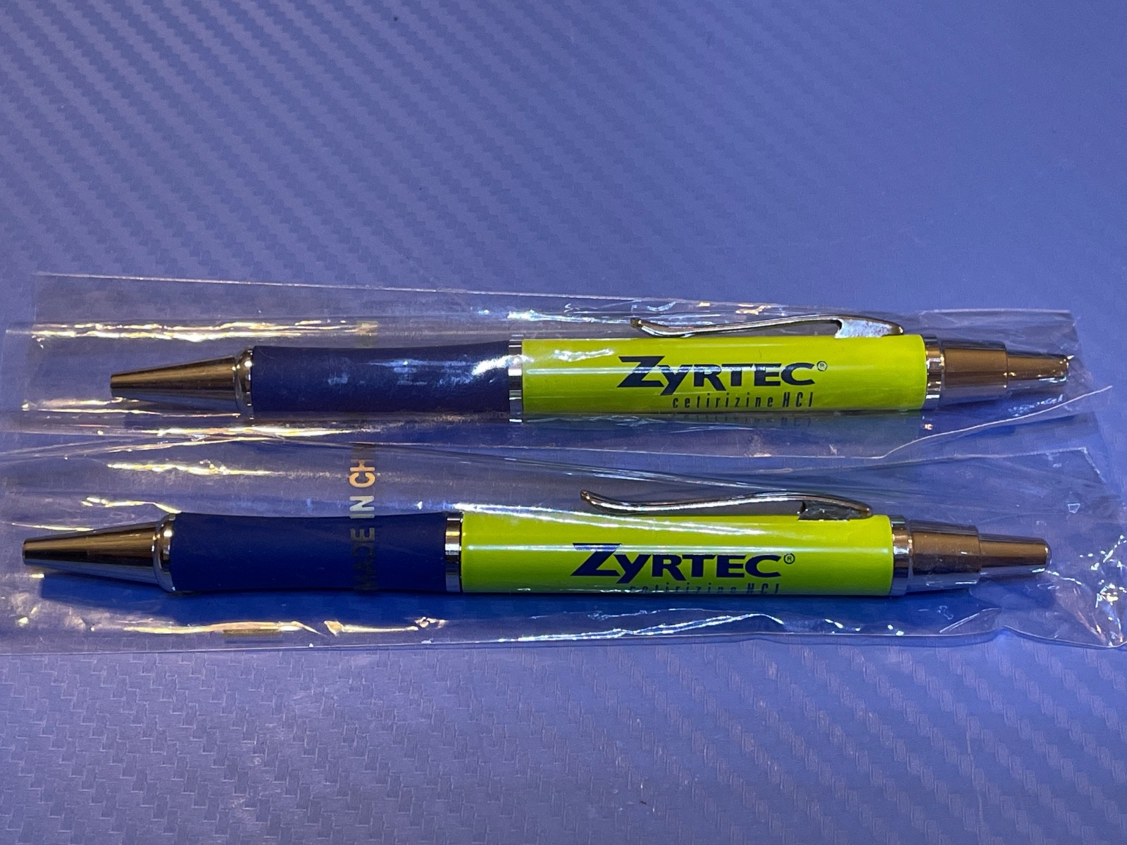 2 Zyrtec Pen Ink Pharmaceutical Medical Advertising (heavy metal) NEW in Plastic