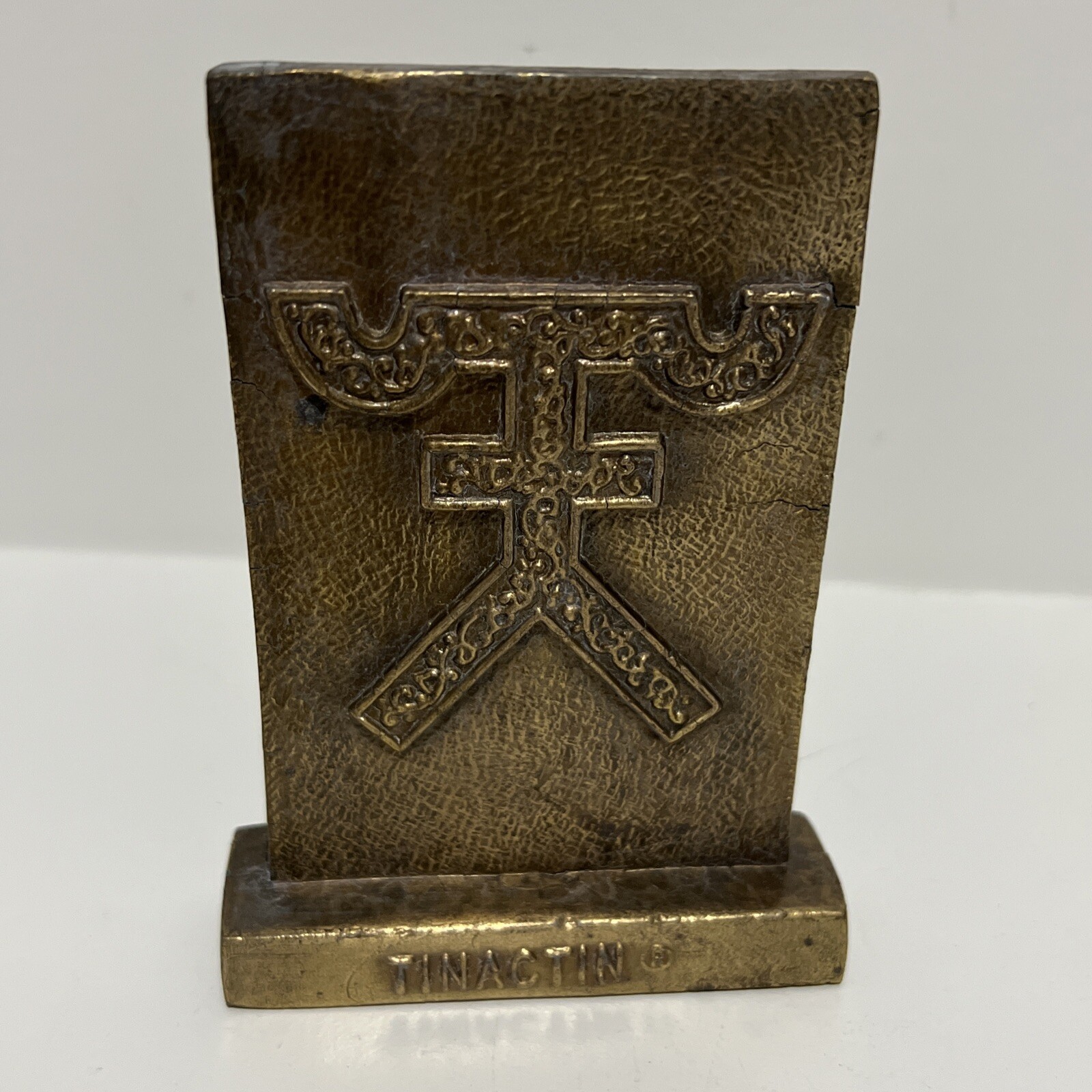 Vintage Pharmacy Brass Paperweight Tinactin Promotion Advertising Symbol