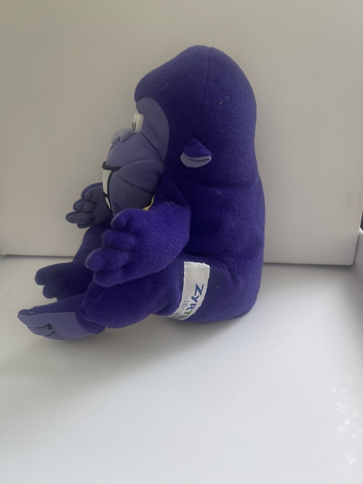 Zyrtec Purple Gorilla Plush Beanbag Toy Advertising Promo Monkey 6 Inch 1998