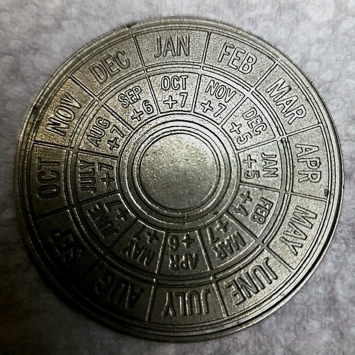 Vintage SQUIBB Pharmaceutical Pregnancy Calendar Obstetrician Silver Color Coin
