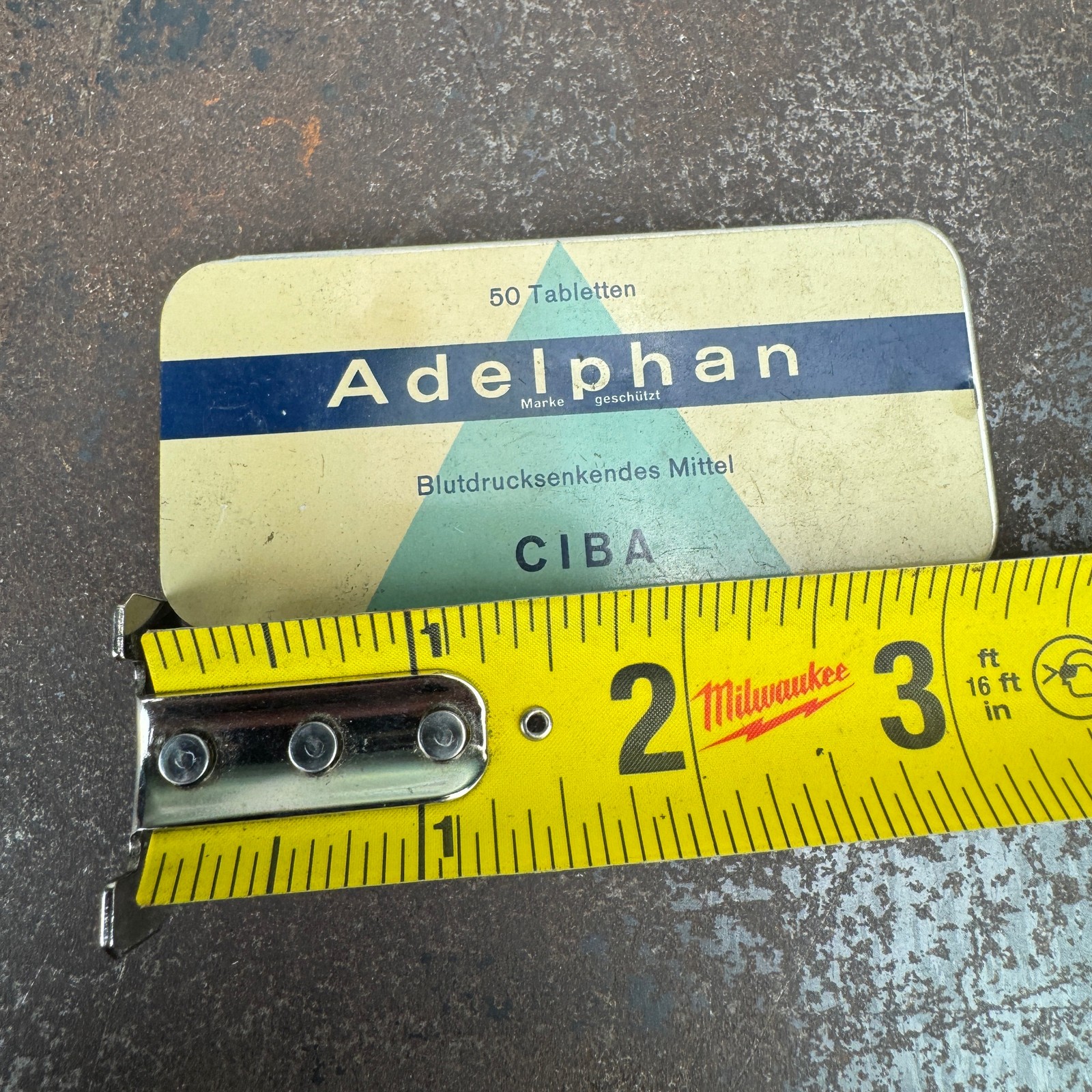 Vtg c.1960s ADELPHAN Advertising Medical Tin – GERMAN – EMTPY / NO CONTENTS