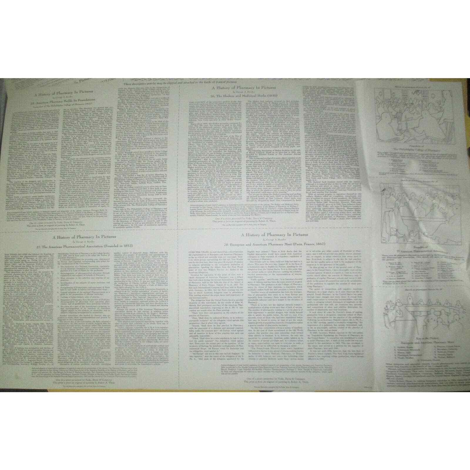 Vintage A HISTORY OF PHARMACY IN PICTURES by Parke Davis Set of 40 Prints 1957