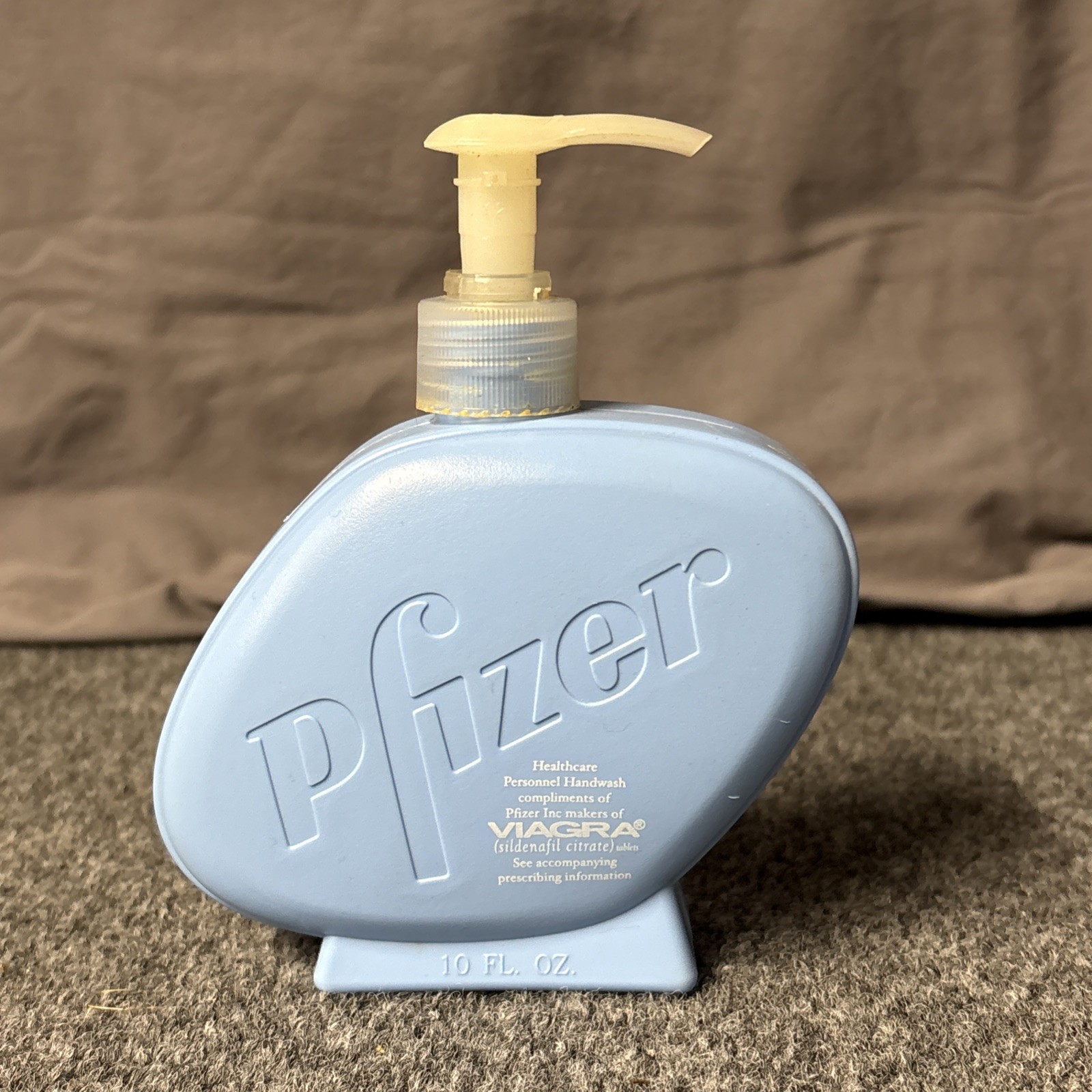Pfizer Viagra Soap Dispenser Plastic 10oz Empty Bottle Pharmaceutical Blue Pill