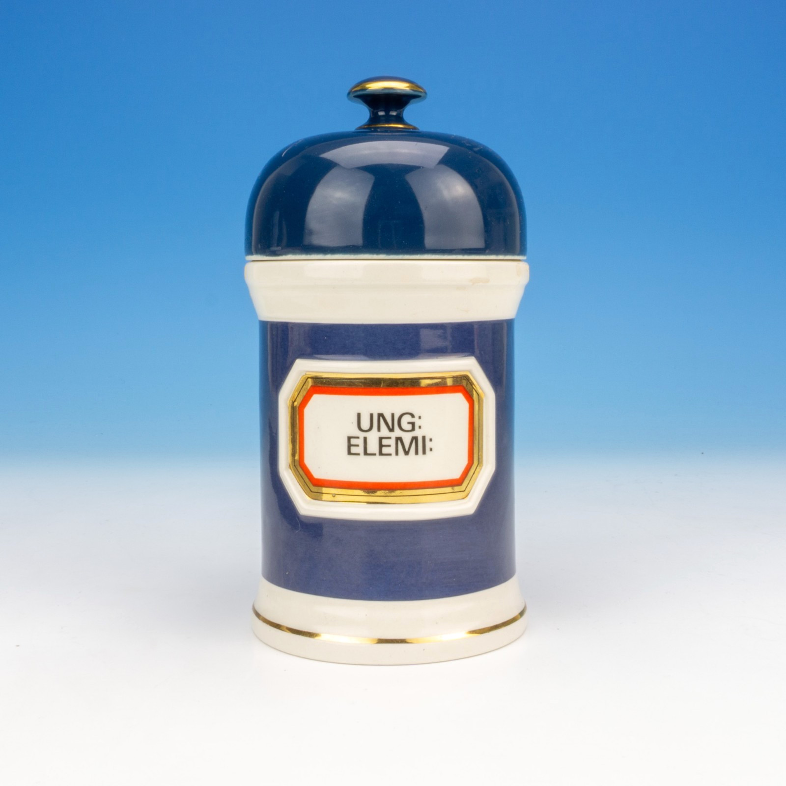 Gladstone Pottery – Ung: Elemi: – Apothecary Chemist Jar – Made For Chalsyn