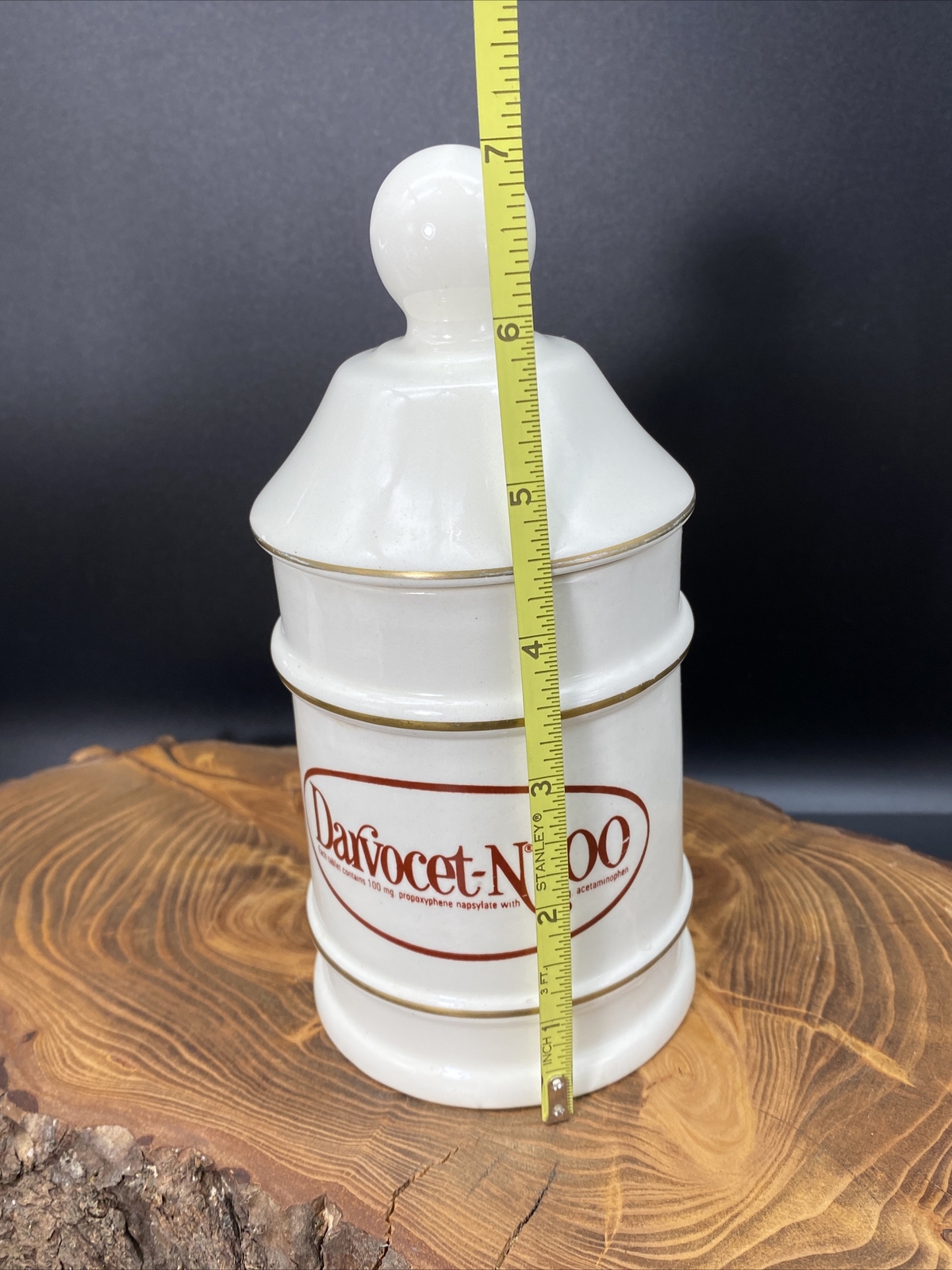Darvocet N 100 Porcelain 7”Apothecary Jar Lofisa Lilly Pharmaceutical Darvon adv