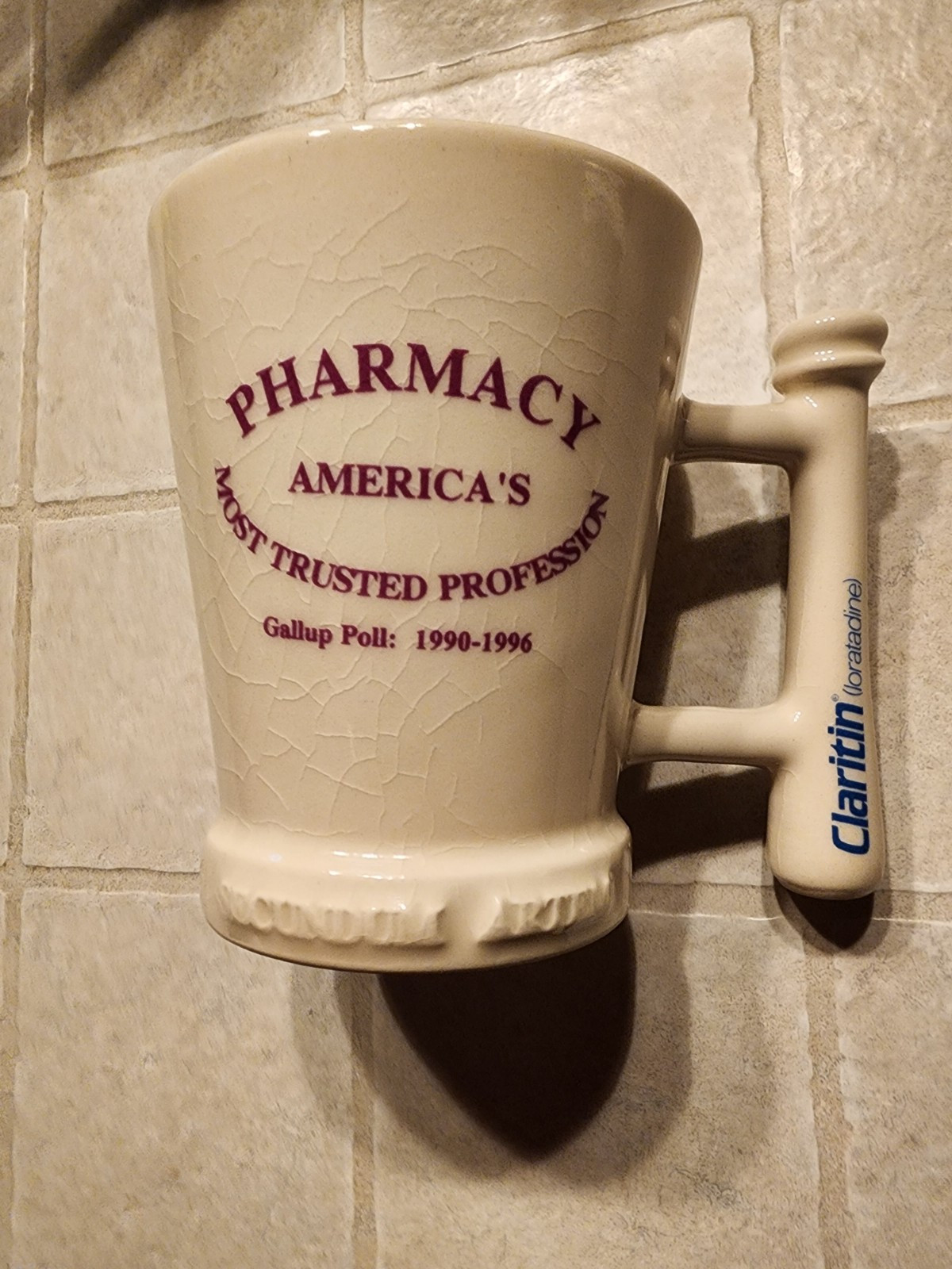 Vtg Claritin Ceramic Mug-Pharmacy America’s Most Trusted Profession, Ceramic Mug