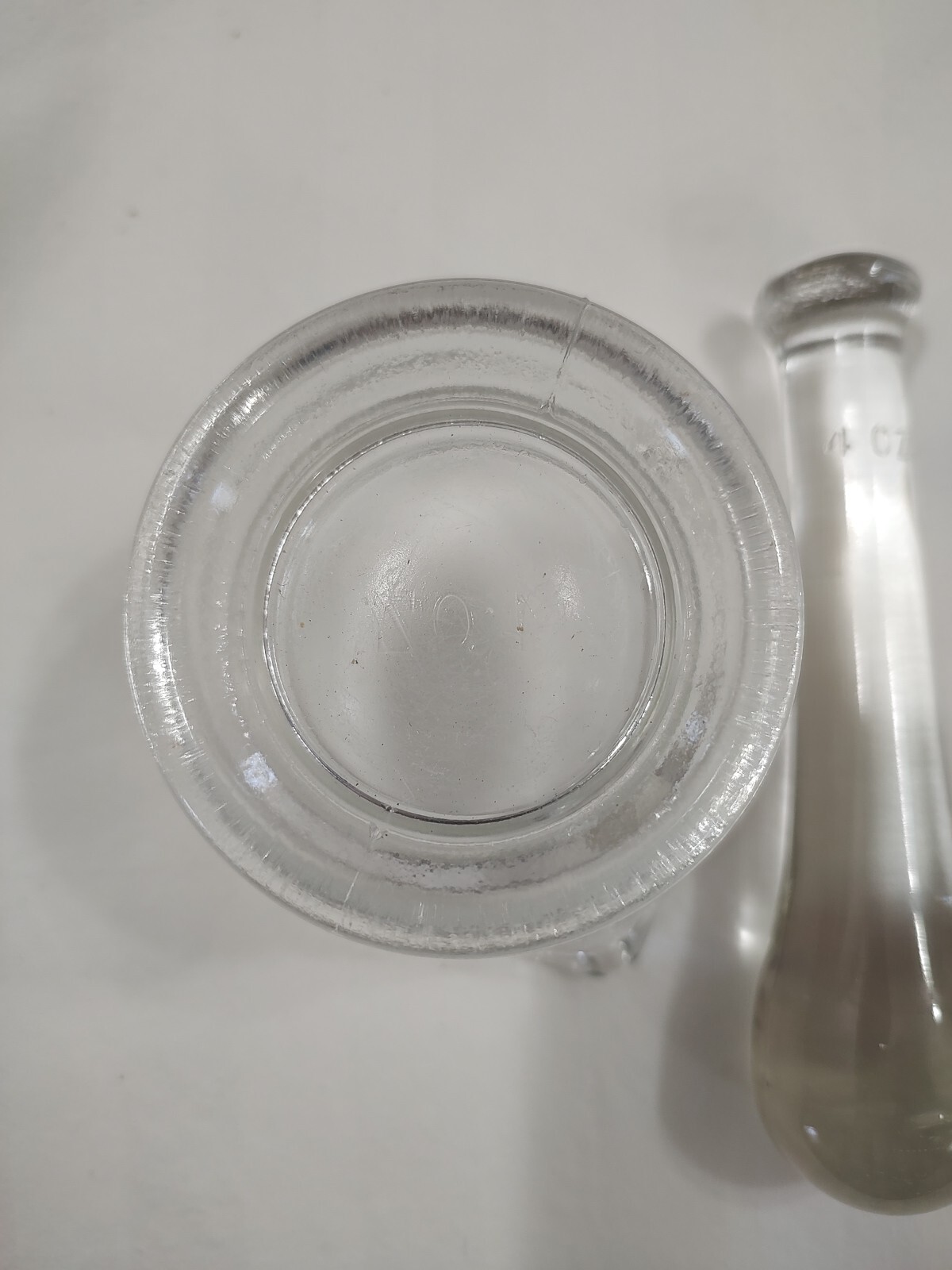 Vintage Pharmacy Postal & Mortar Glass Apothecary 4 Oz Pour Spout No Chips