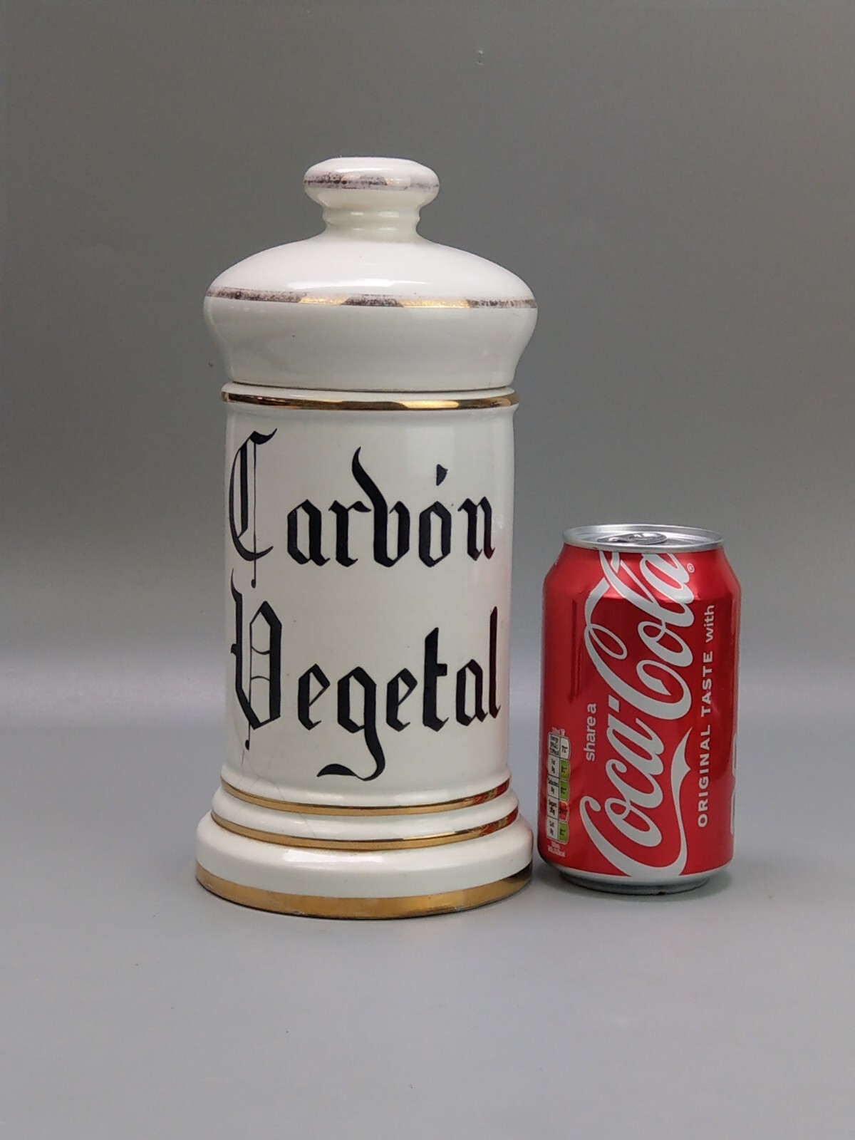 Antique Ceramic Apothecary Chemist Storage Jar Carbon Vegetal