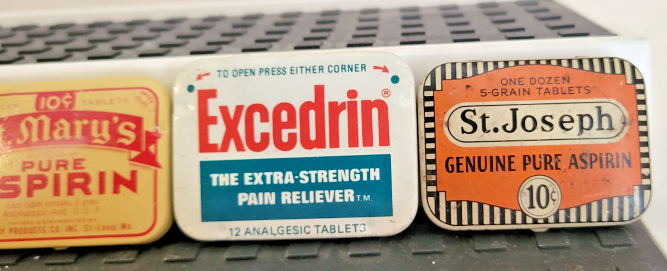 Vintage Pharmacy-Medicine Advertising ASPIRIN tins 13 pcs