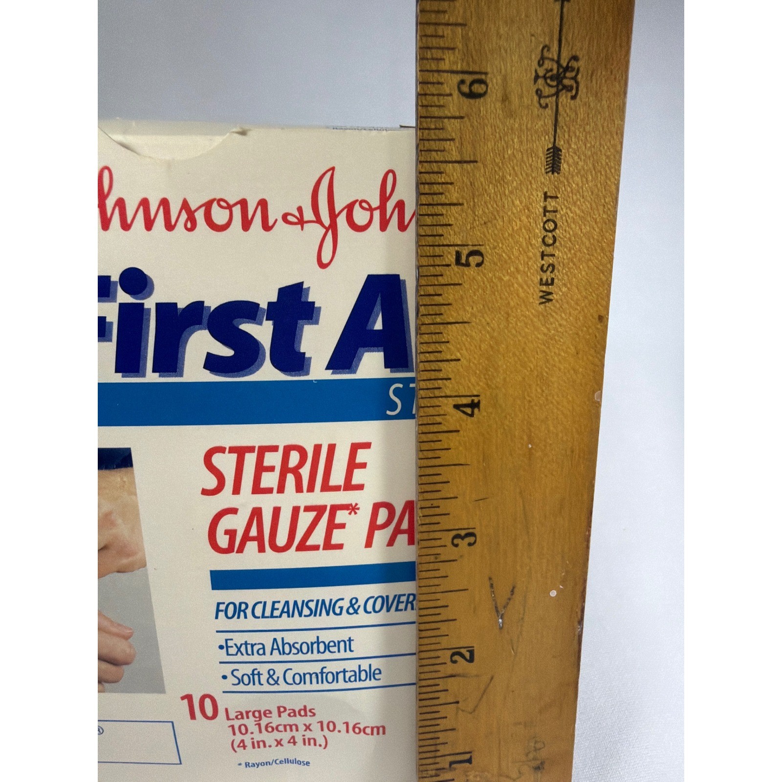 Vintage Johnson Johnson First Aid Gauze Pads 4×4 Box 9 Steri-Pad Medical Prop