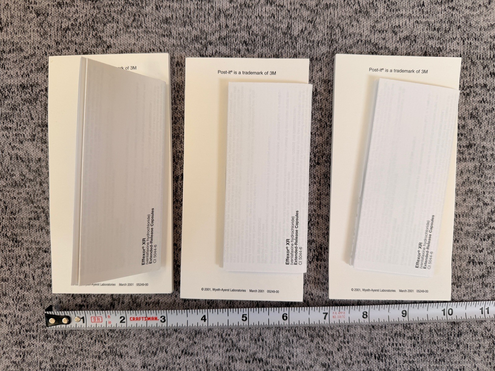 Effexor XR Pharmaceutical Lot of 3 To Do List Notepads Advertising Drug Rep