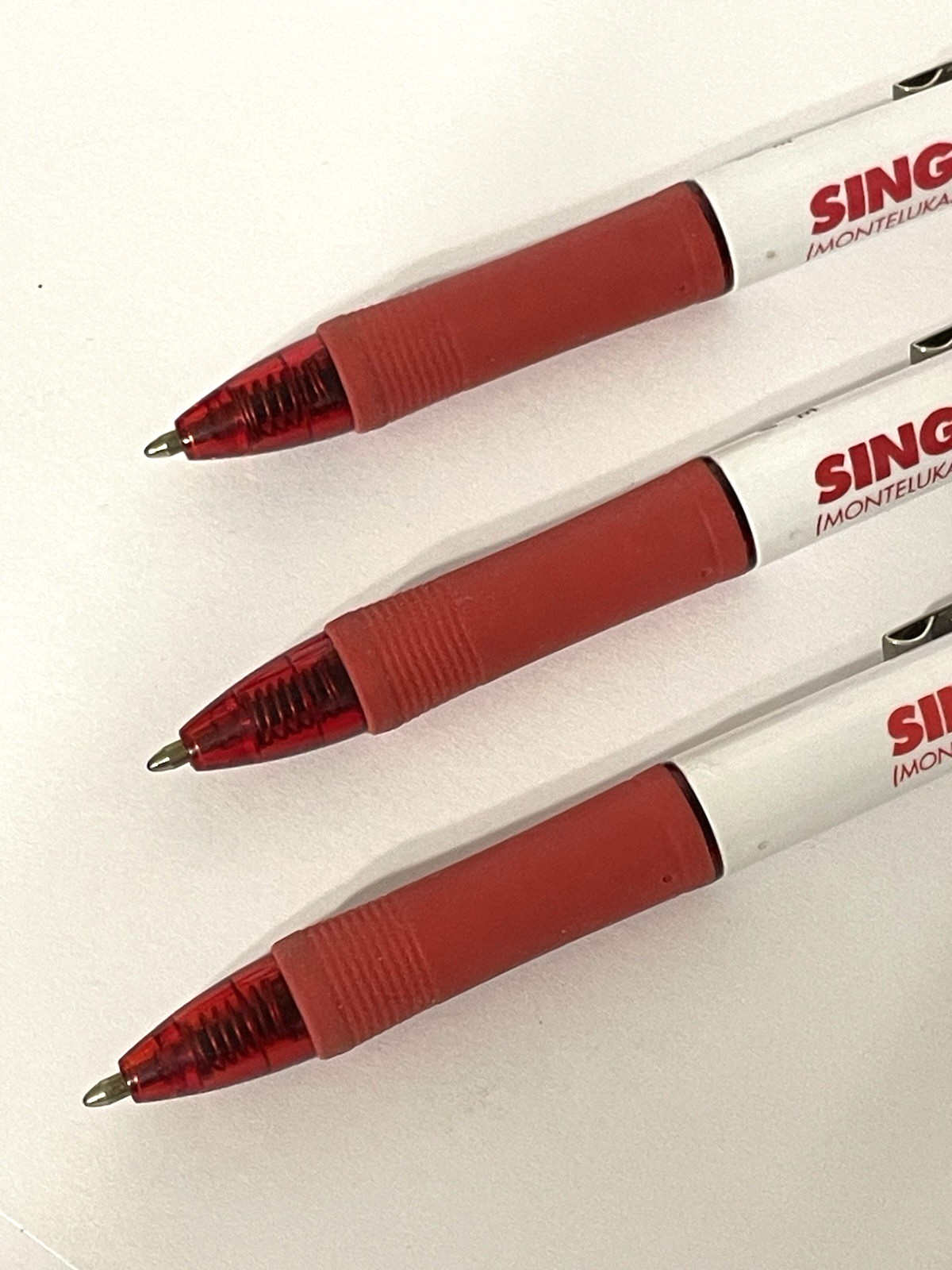 Pharmaceutical Drug Rep Vintage 3 Pens Singulair Collectible Promo Red Orange