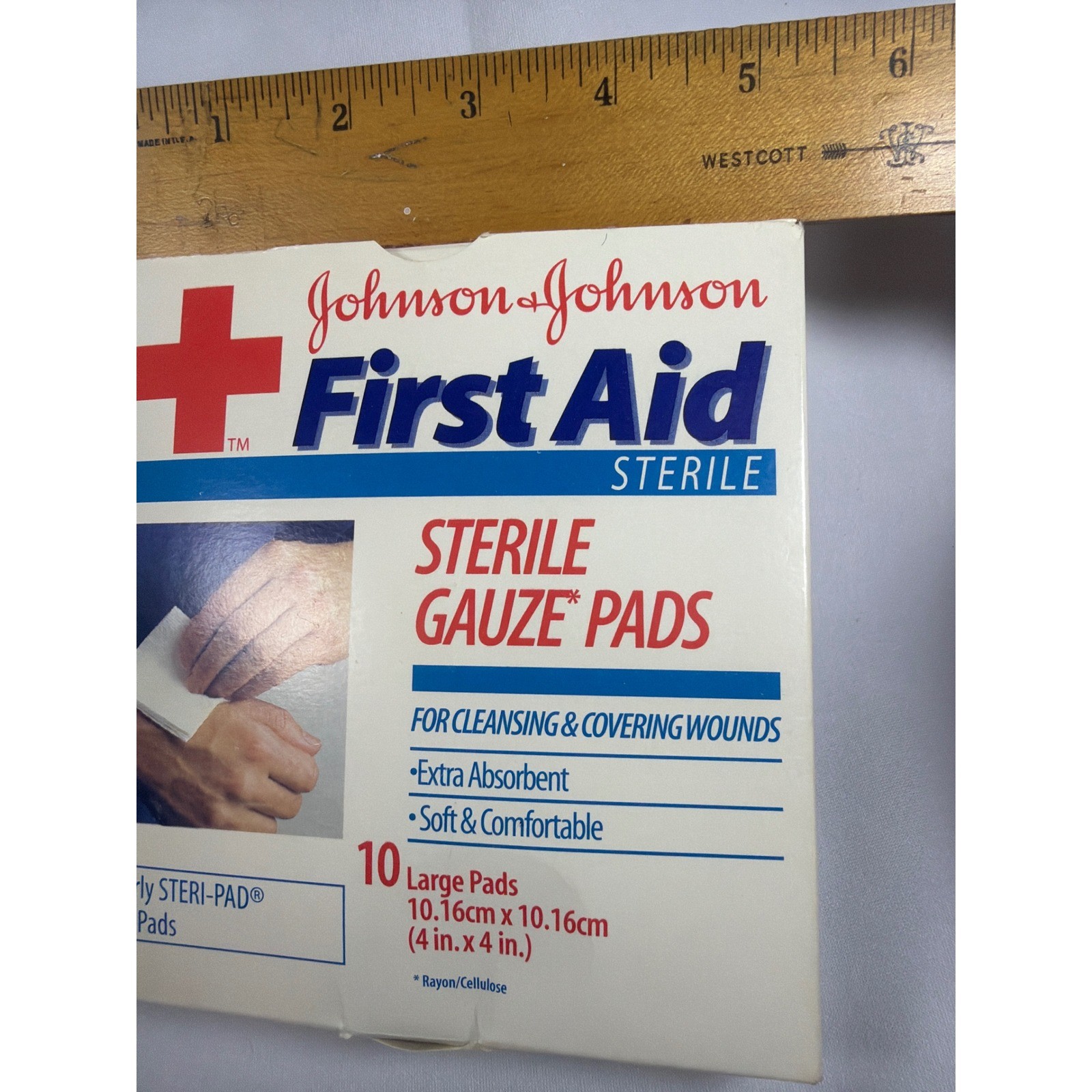 Vintage Johnson Johnson First Aid Gauze Pads 4×4 Box 9 Steri-Pad Medical Prop
