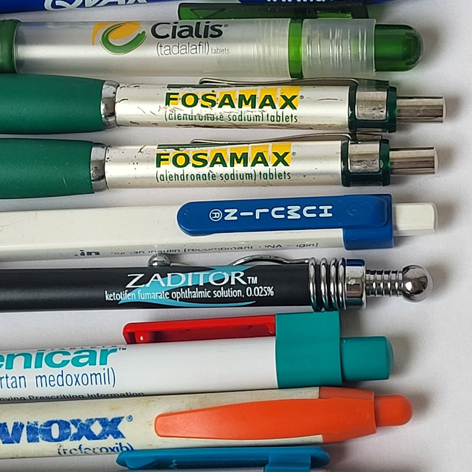 Pharmaceutical Drug Rep Pens Lot of 10 Benicar Bextra Cialis Qvar Vioxx Fosamax