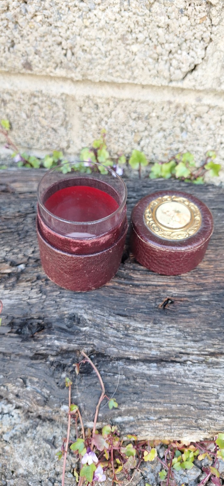 Antique 19thc Shot / Medicine Glass In Leather Case Unusual Trinket