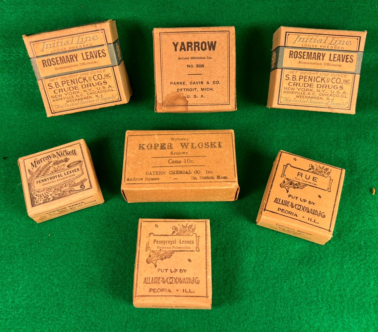 Vintage Apothecary Medicinal Herbs Lot Penick Murray Allaire Eatern Parke Davis
