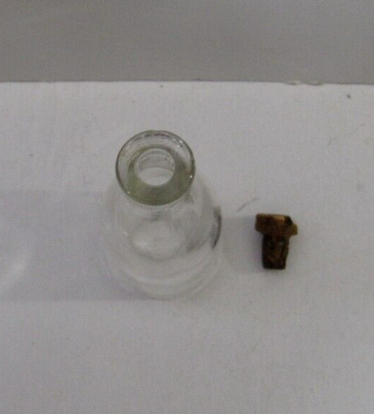 United Glass Bottle UGB (8-s) England Miniature Clear Glass Medicine bottle 3″H