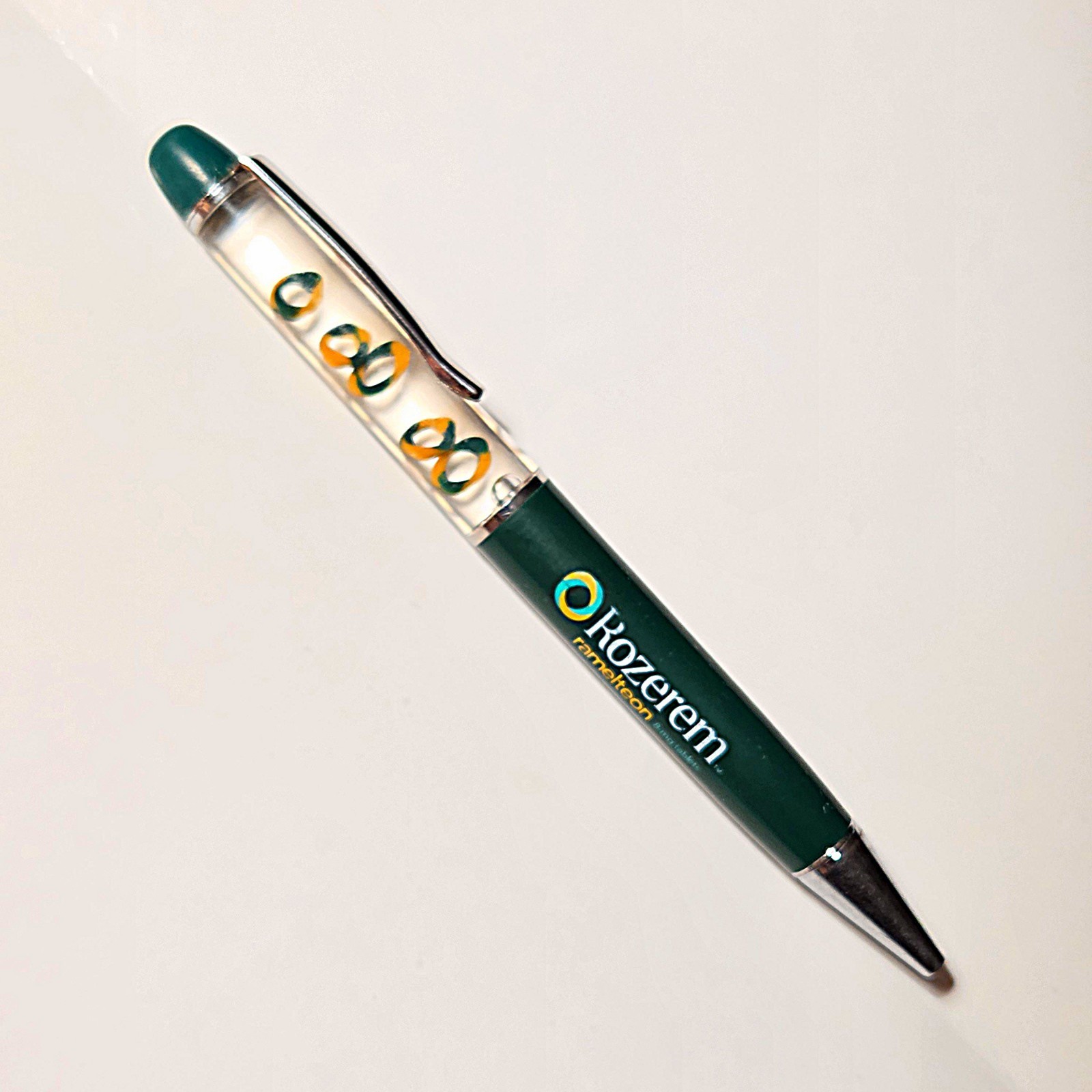 Vintage Drug Rep Rozerem Metal “Floaty” Pen Fluid-Filled Compartment DNA Helix