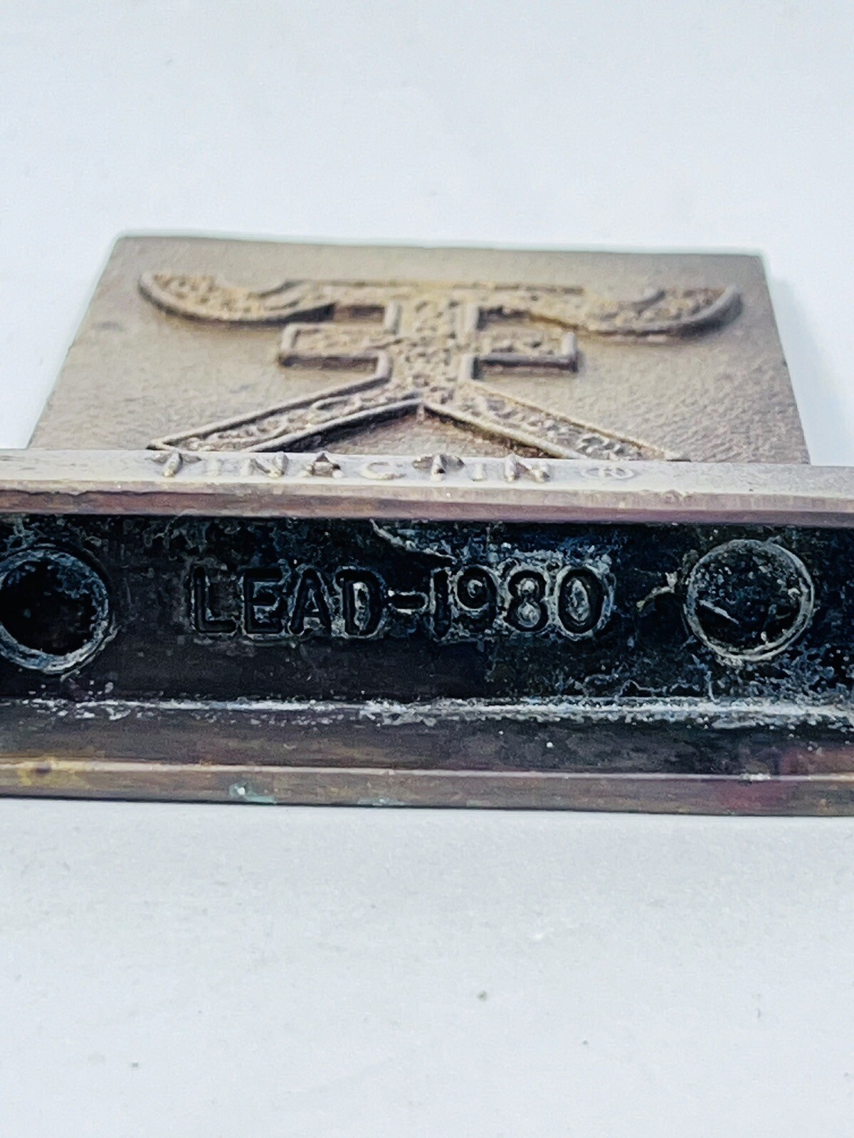 Vintage Pharmacy Brass Paperweight Tinactin Promotion Advertising Symbol
