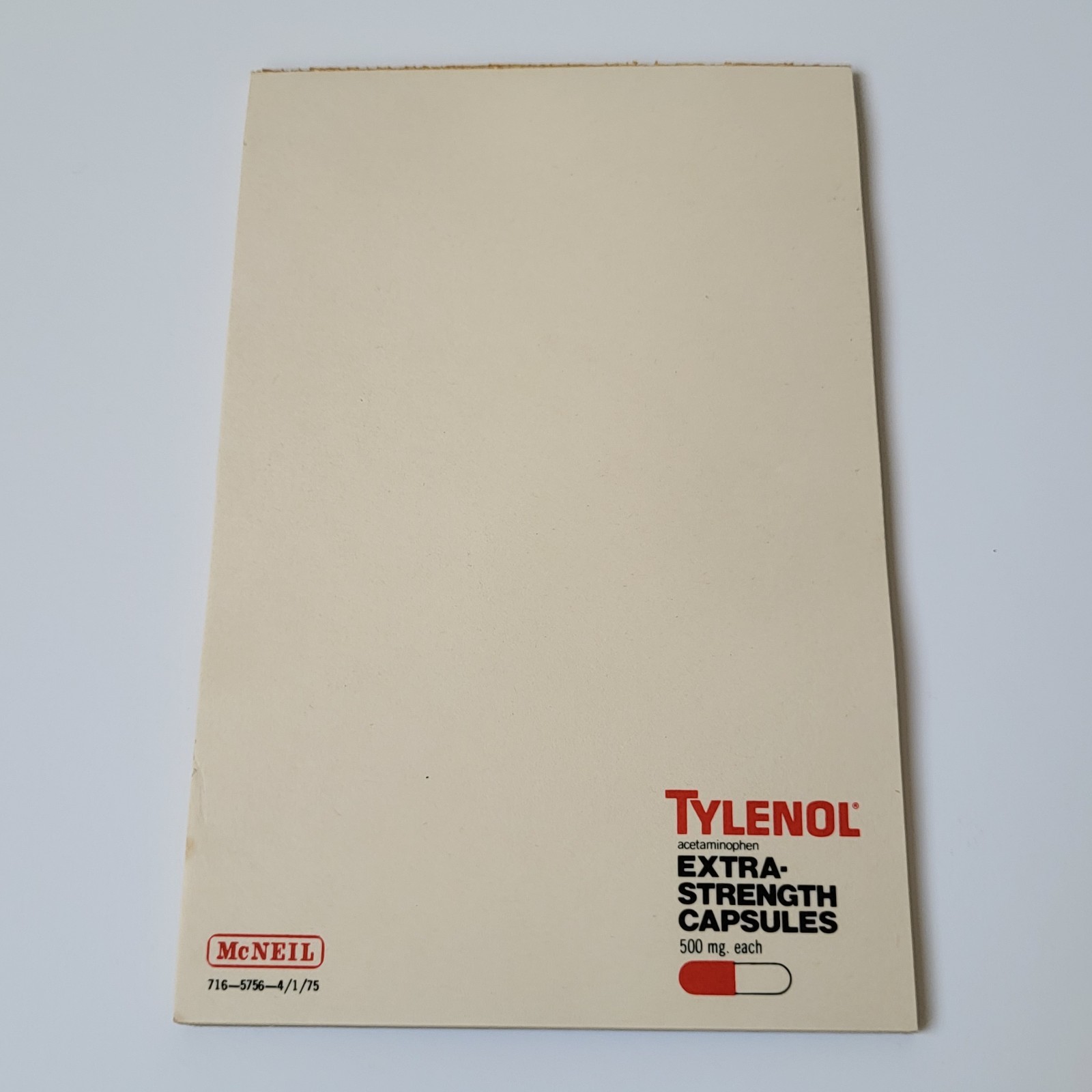 Vintage Drug Rep Tylenol Extra Strength Capsules Paper Notepad Old McNeil Logo
