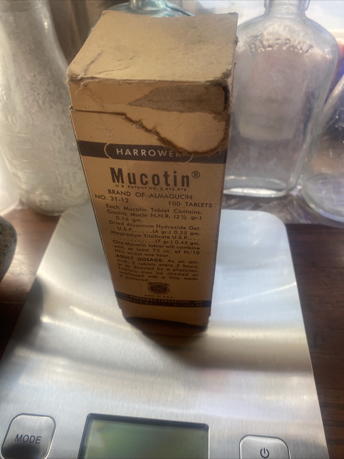 Vintage Box Of Mucotin Tablets. Made By Harrower Laboratory Inc. N.J. & M.O. USA