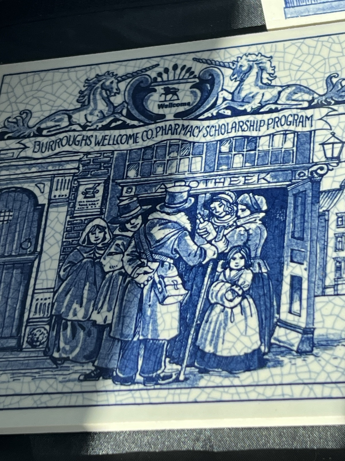 SET OF 5 DELFT HOLLAND PHARMACY SCIENCE TILES 1987 For BURROUGHS WELLCOME CO.
