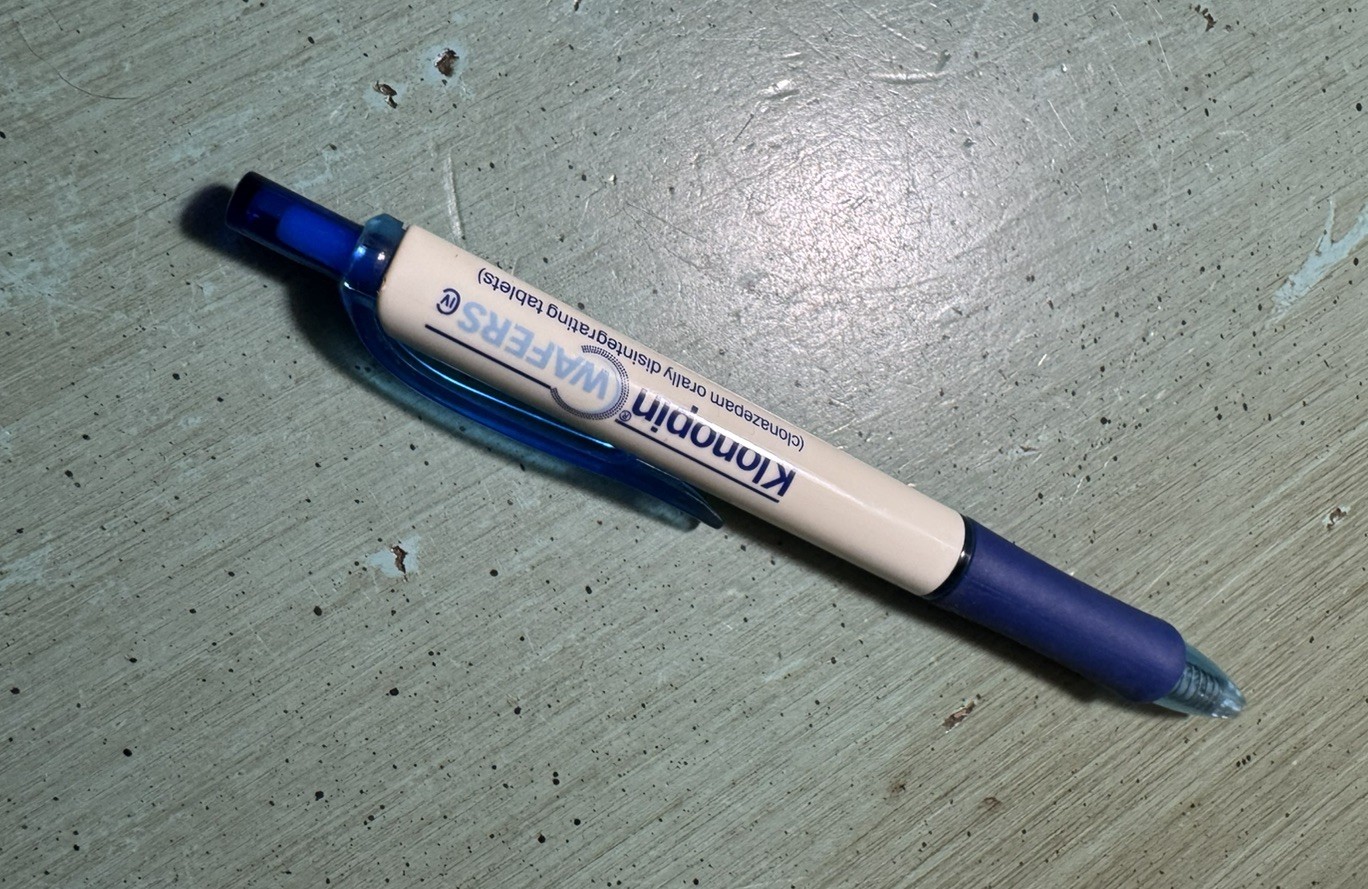 KLONOPIN WAFERS Clonazapam Blue & White Plastic Ball Point-Pharmaceutical Promo