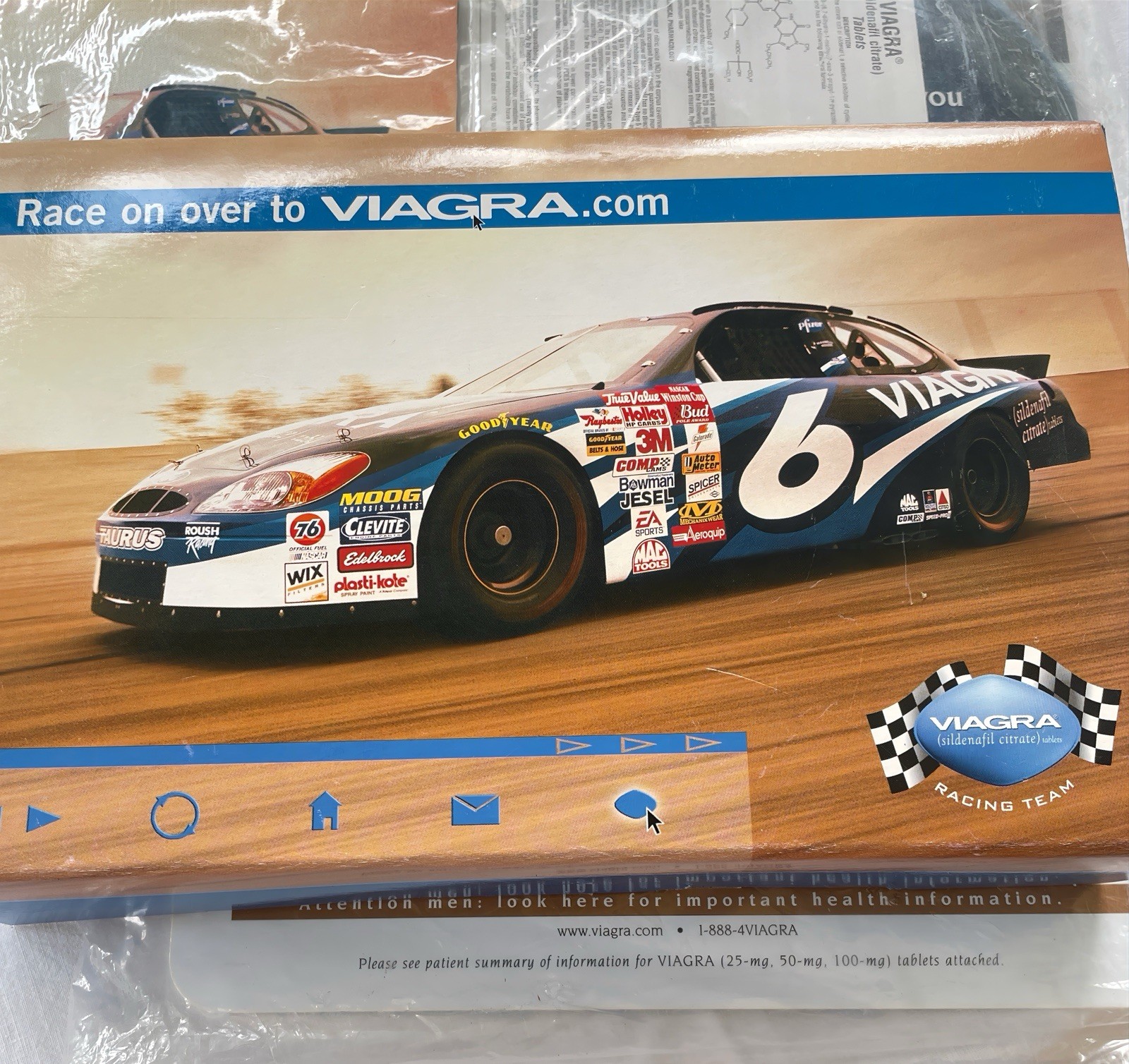 2002 Viagra Pfizer Pharma Promo Drug Rep Race Car Promotional Mouse, Pad, Clip