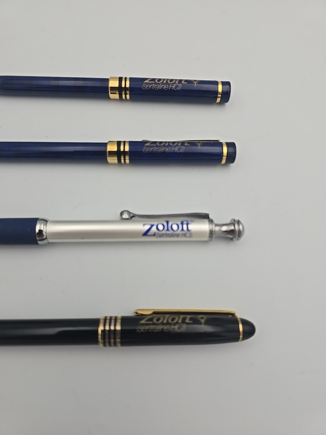 Lot 4 Zoloft Pfizer Heavy Metal Pharmaceutical Drug Rep Pens, Paper, Collectible