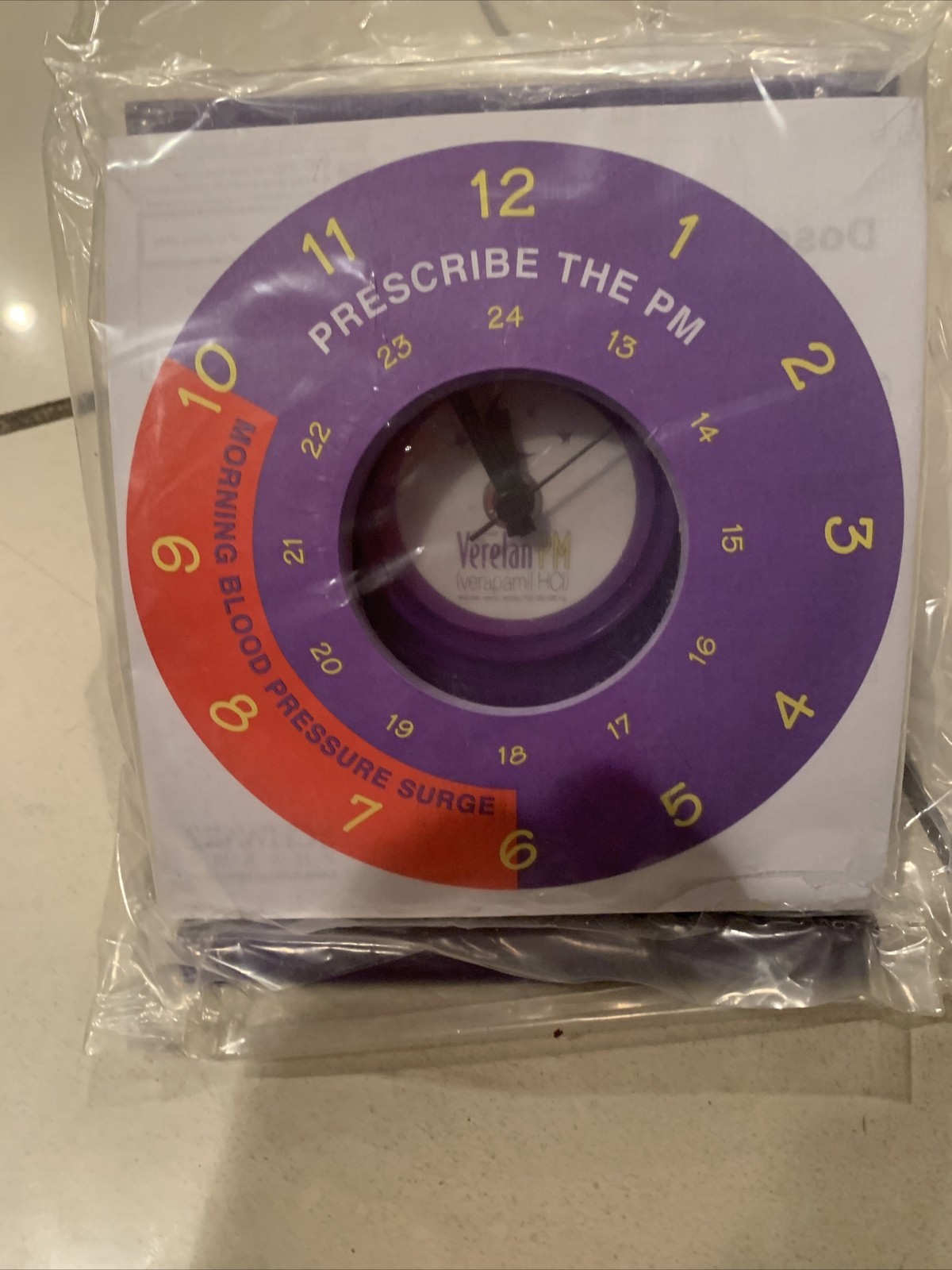 Vintage Verelan Pharmaceutical Purple Acrylic Drug Rep Promo Desk Clock NEW