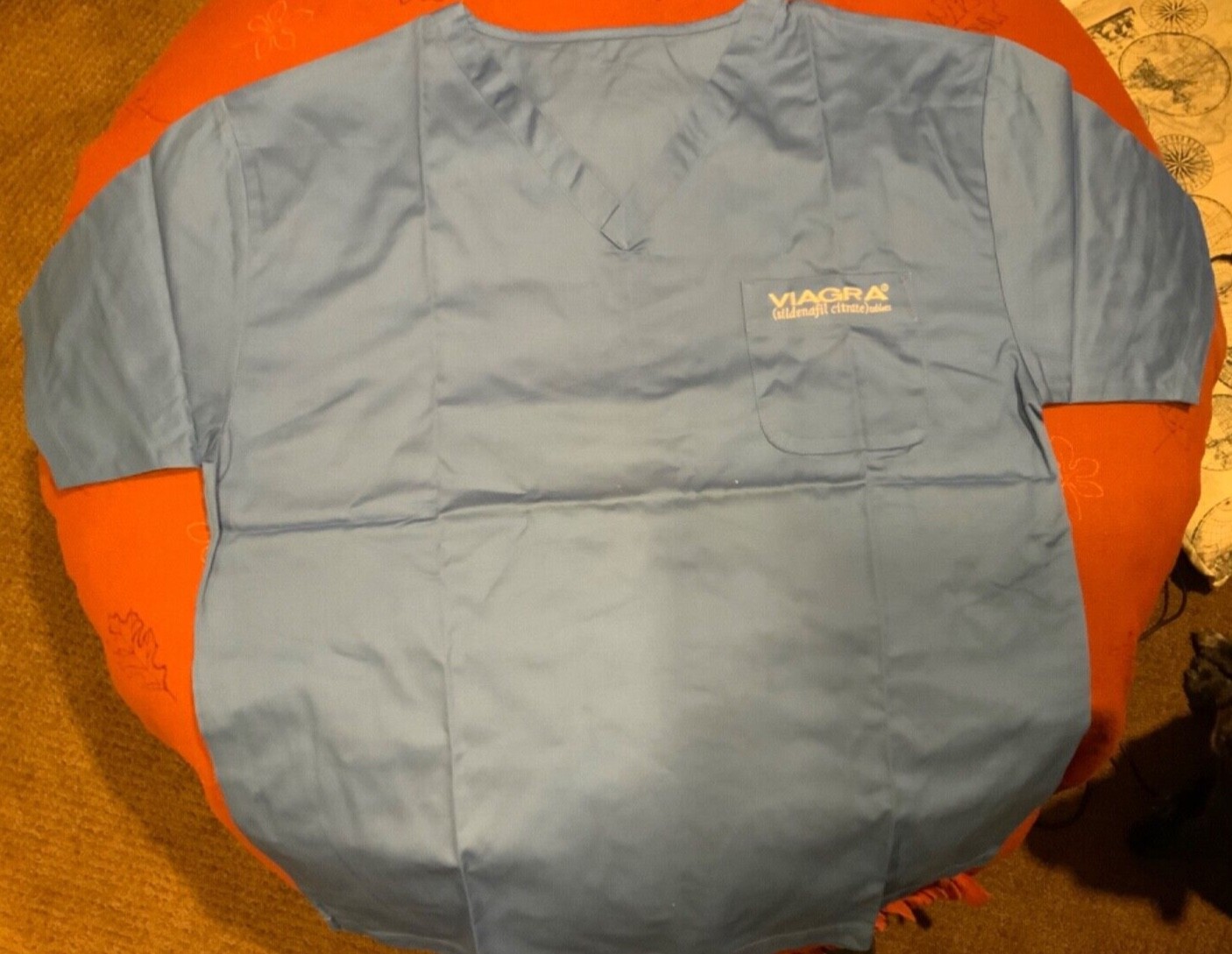 Viagra Scrub Top Blue NEW in Original package Rare Vintage Unisex L/XL One Size