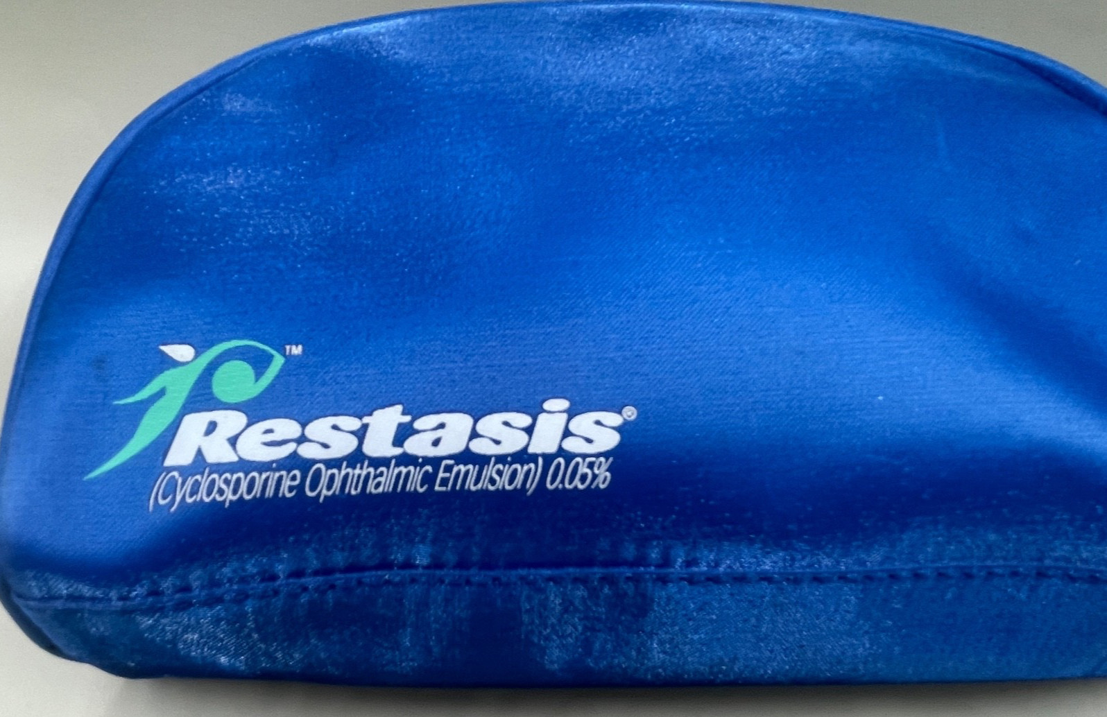 Restasis Drug Rep Promo Blue Zipper Toiletry Bag Makeup Pouch Pharma Swag