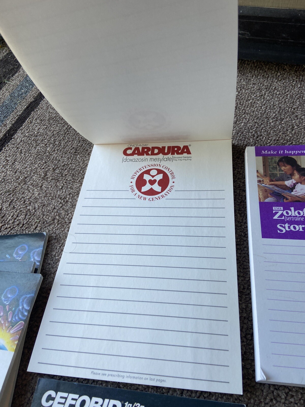 Note Pad Lot Pharmaceutical Drug Rep Collectible Promo Zoloft Cardura Cefobid