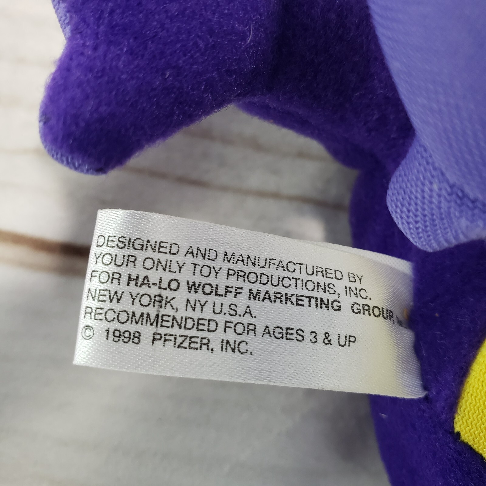 Zyrtec Purple Gorilla Plush Beanbag Toy Advertising Promo Monkey 6 Inch 1998