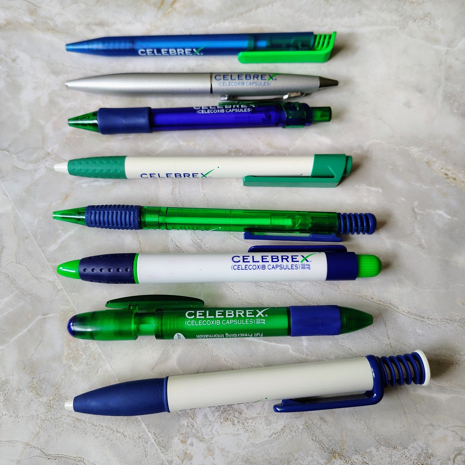 Lot Of 8 Celebrex Plastic Metal Pharmaceutical Drug Rep Promo Advertising Pens