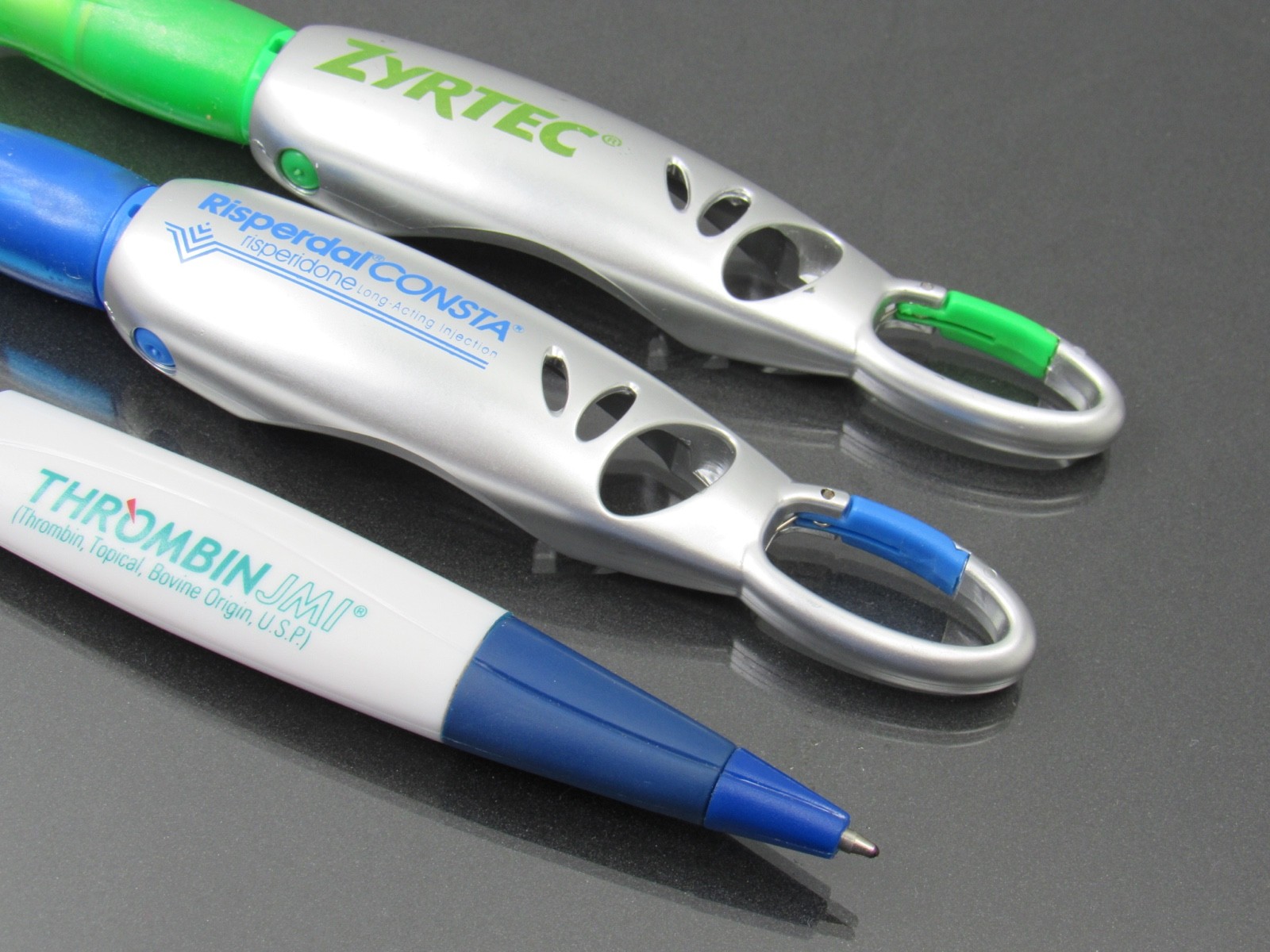 Zyrtec Risperdal Thrombin Carabiner PENS Drug Rep Pharmaceutical Promo Dry Ink