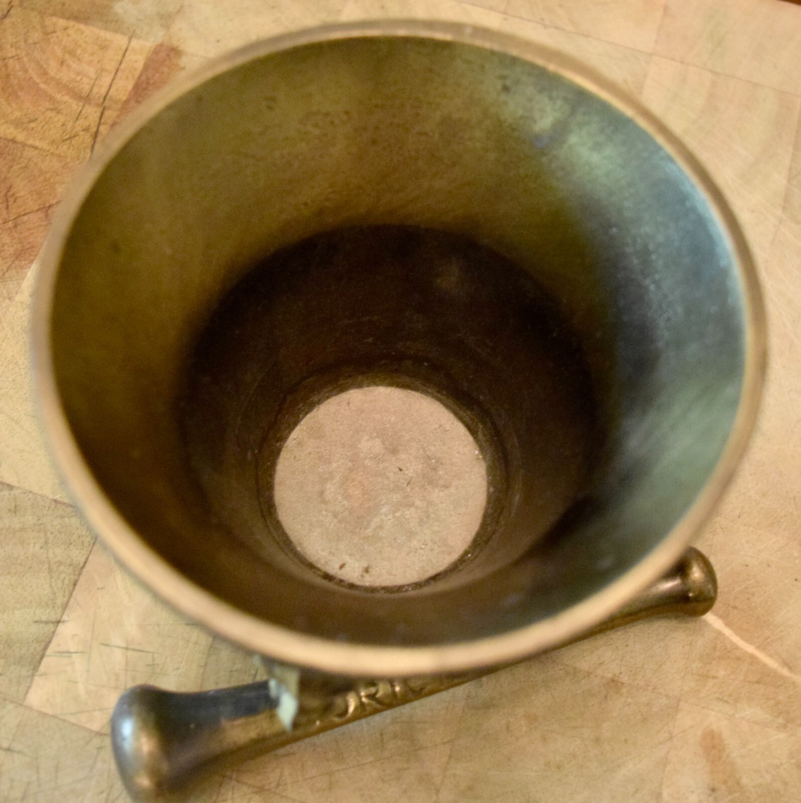 Vintage Ornate Brass Mortar Pestle Lion Head #8654