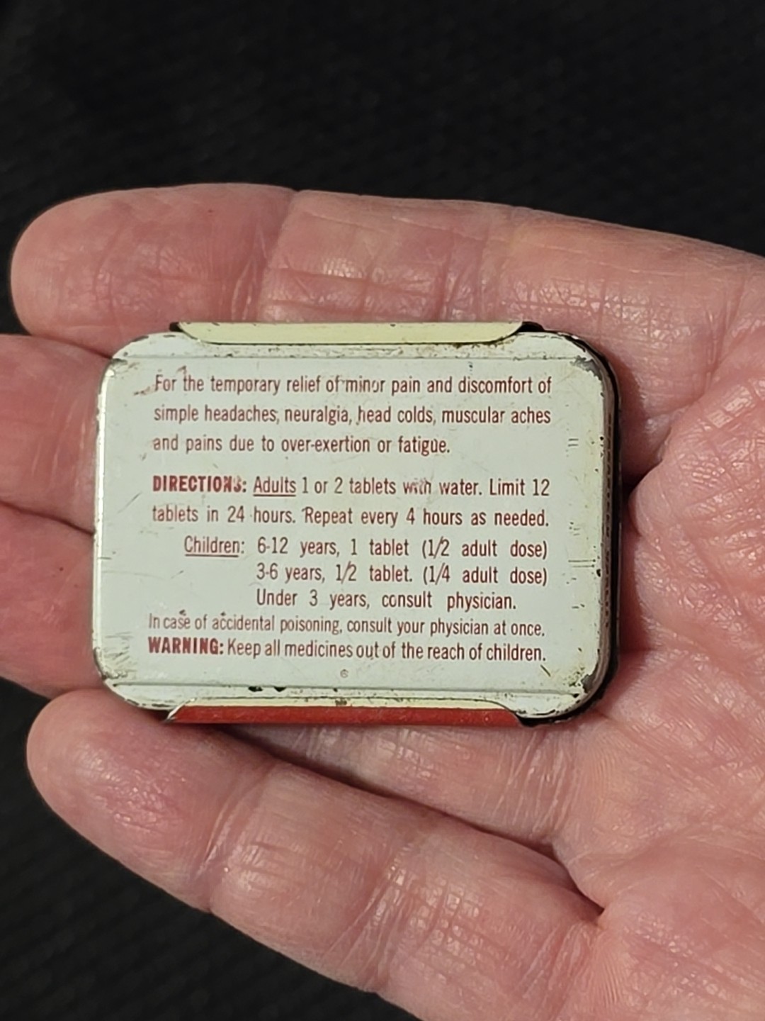 Old Advertising Medicine Tin Reed’s Aspirin Reed Products Highland Illinois