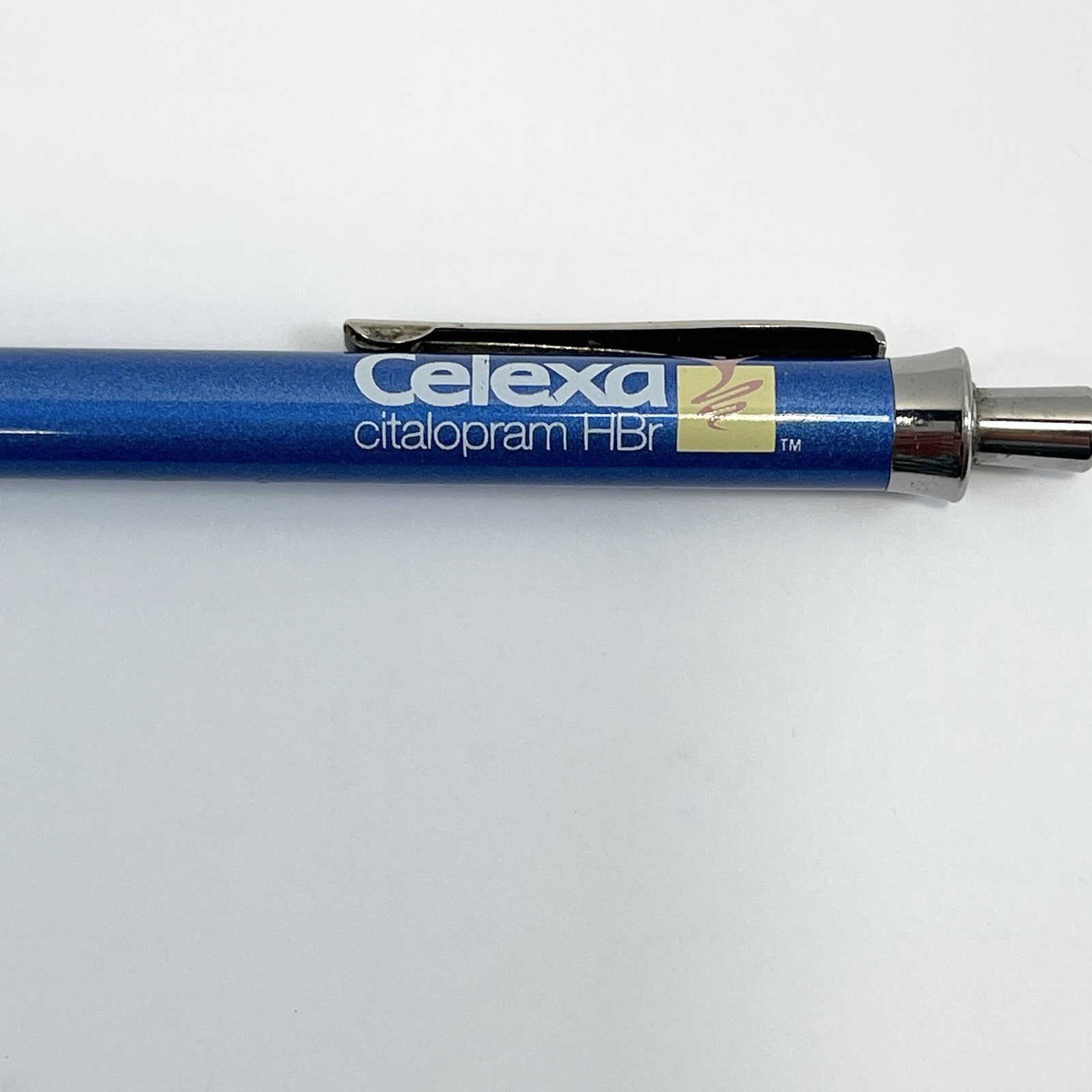 Celexa Pharm Rep. Pen Blue Metal Clicker Collectible