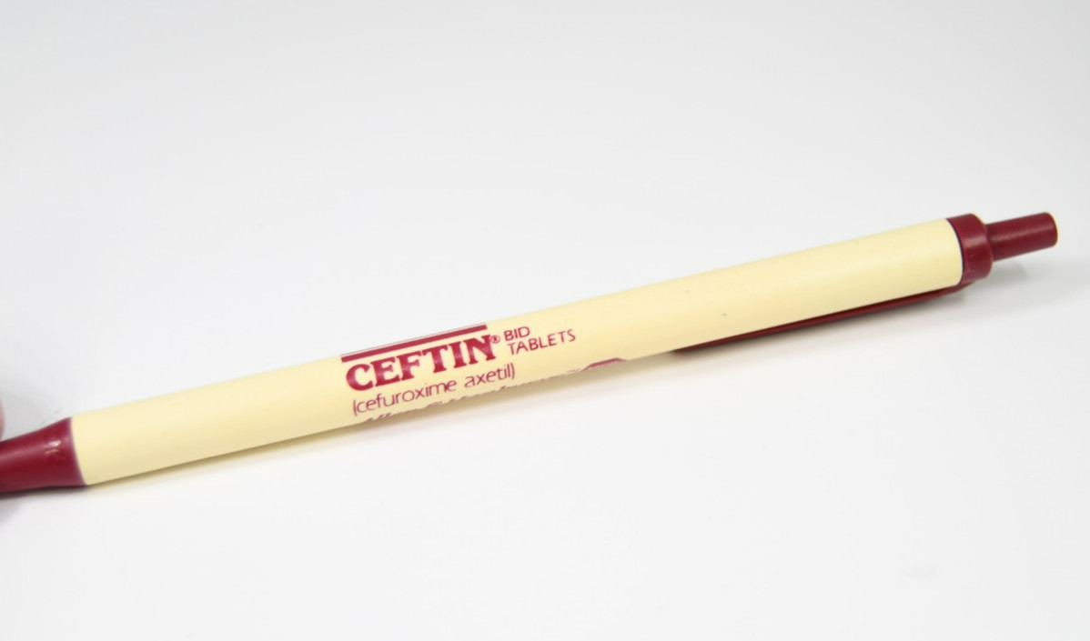 Vtg Ceftin BID Drug Rep Pen Pharmaceutical Advertising Allen & Hanburys Roche