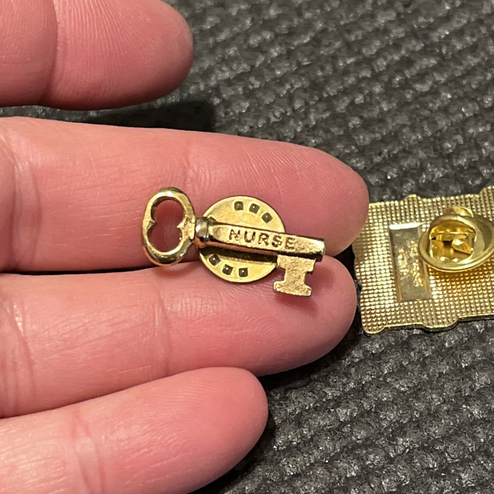 RN BSN Nurse Lapel Pin lot of 2 Gold tone Key P64