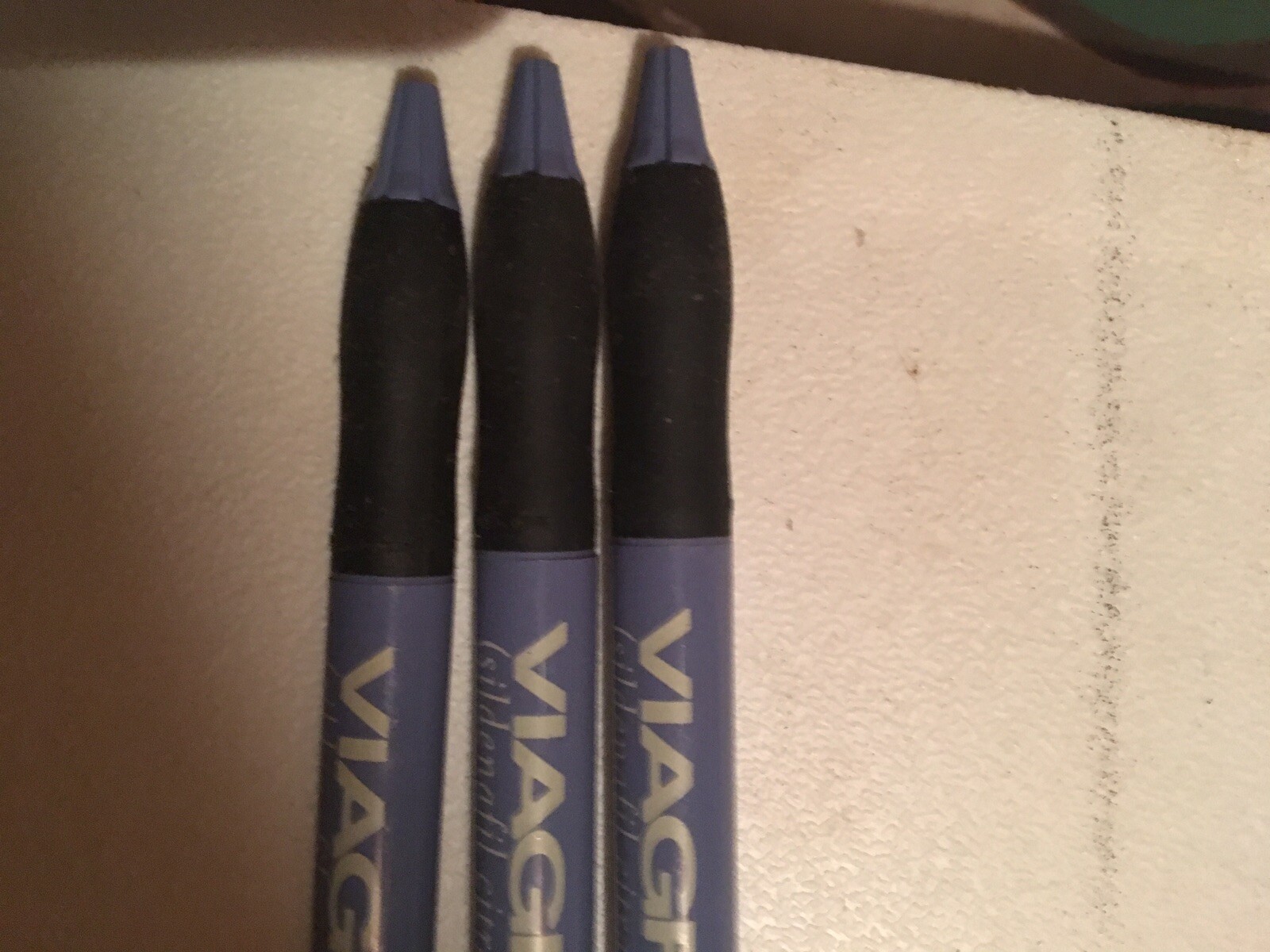 3 Viagra Pens Plastic Blue and Cream. New. Drug Rep. Pfizer. Pharmaceutical.